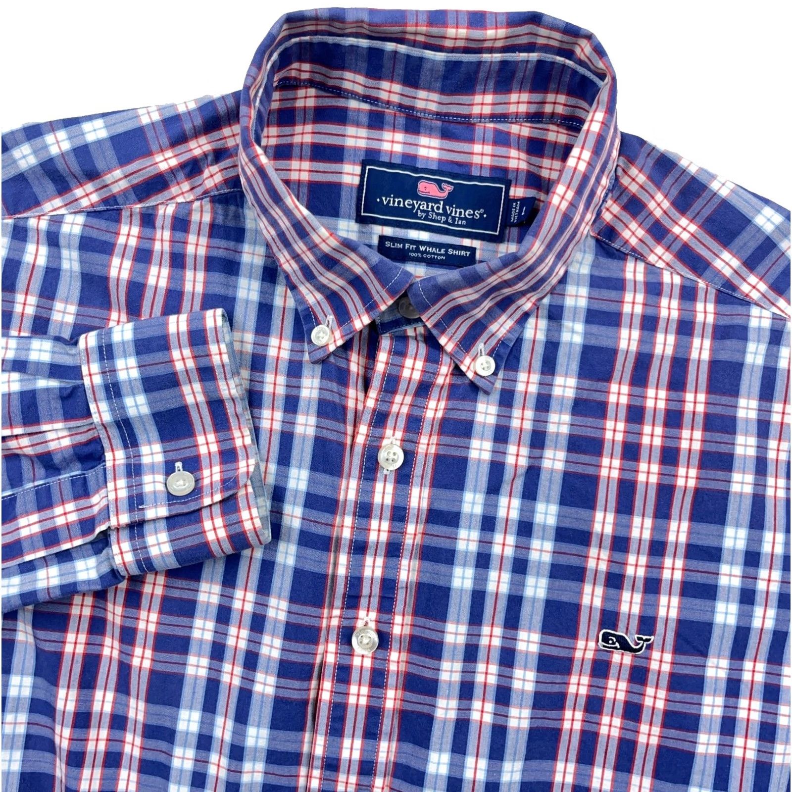 Vineyard Vines Vineyard Vines Shirt Men L Slim Fit Blue Red Plaid Button Up Poplin Whale B1 Size US L / EU 52-54 / 3 - 2 Thumbnail