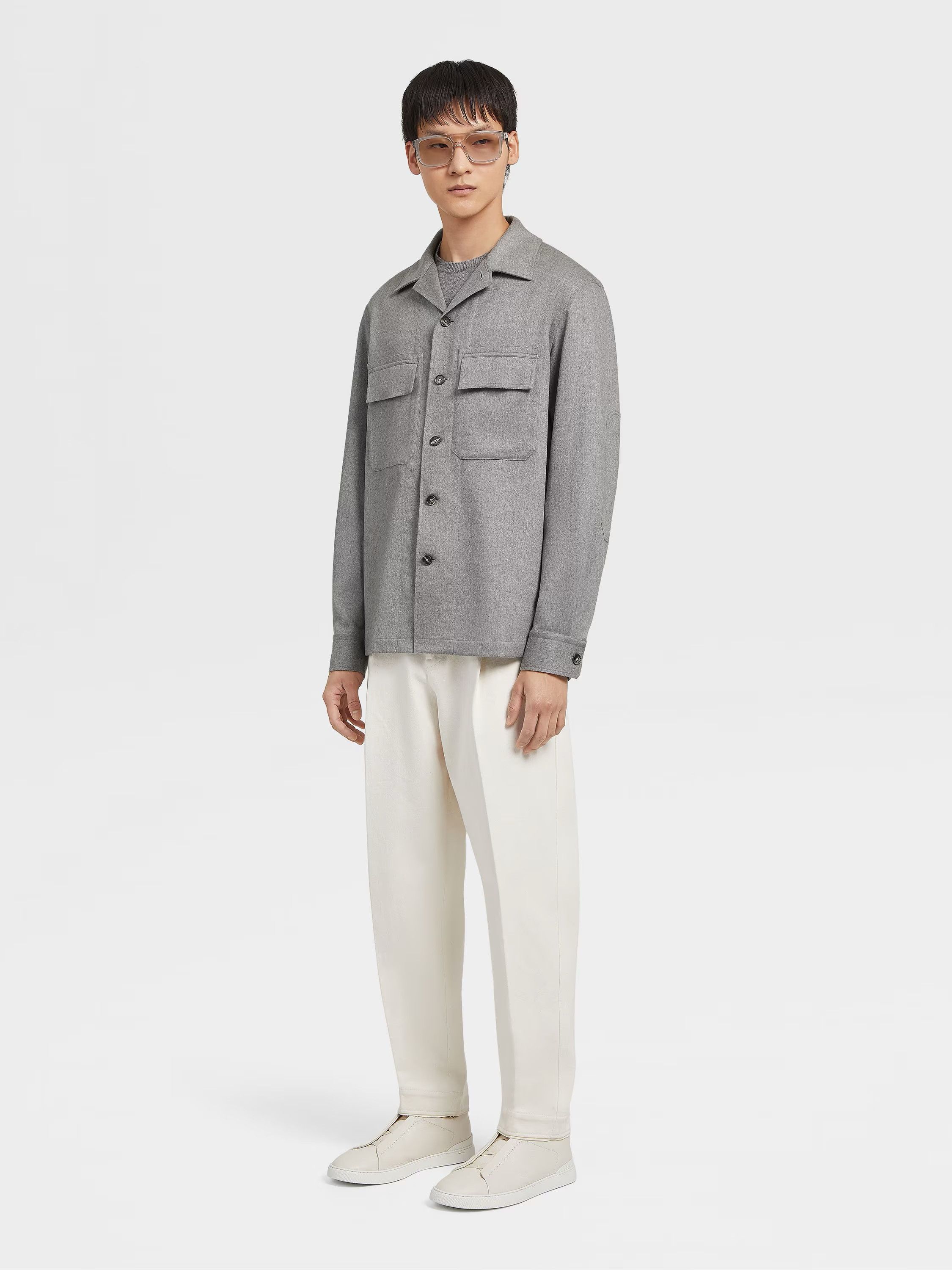 Ermenegildo Zegna UAV46-SOT6-001 Oasi Cashmere Alba Overshirt Size US XL / EU 56 / 4 - 4 Thumbnail