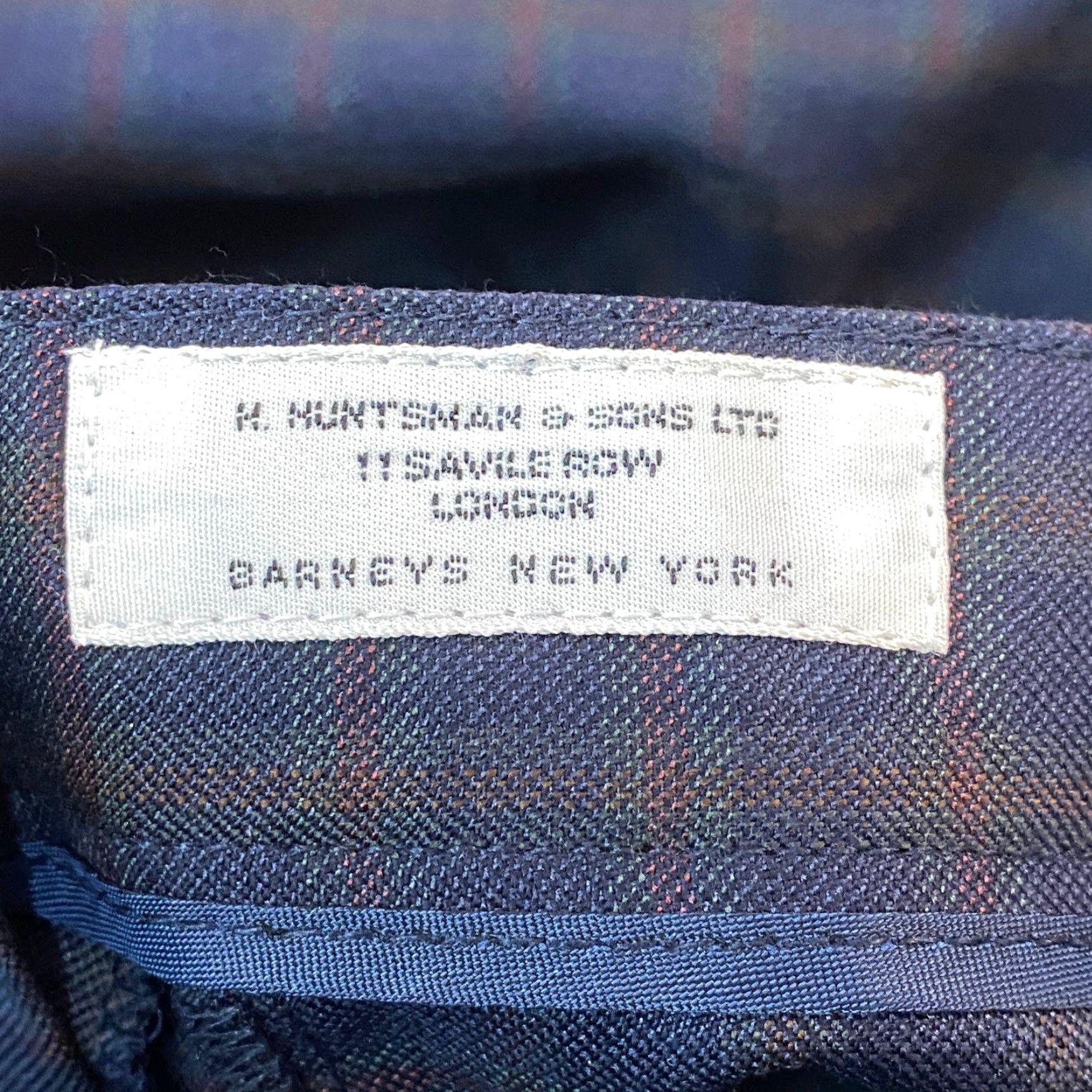 Huntsman VINTAGE Huntsman & Sons Savile Row Wool Dress Trousers Navy Plaid US30 Men Regular 38 Wool Size US 30 / EU 46 - 3 Thumbnail