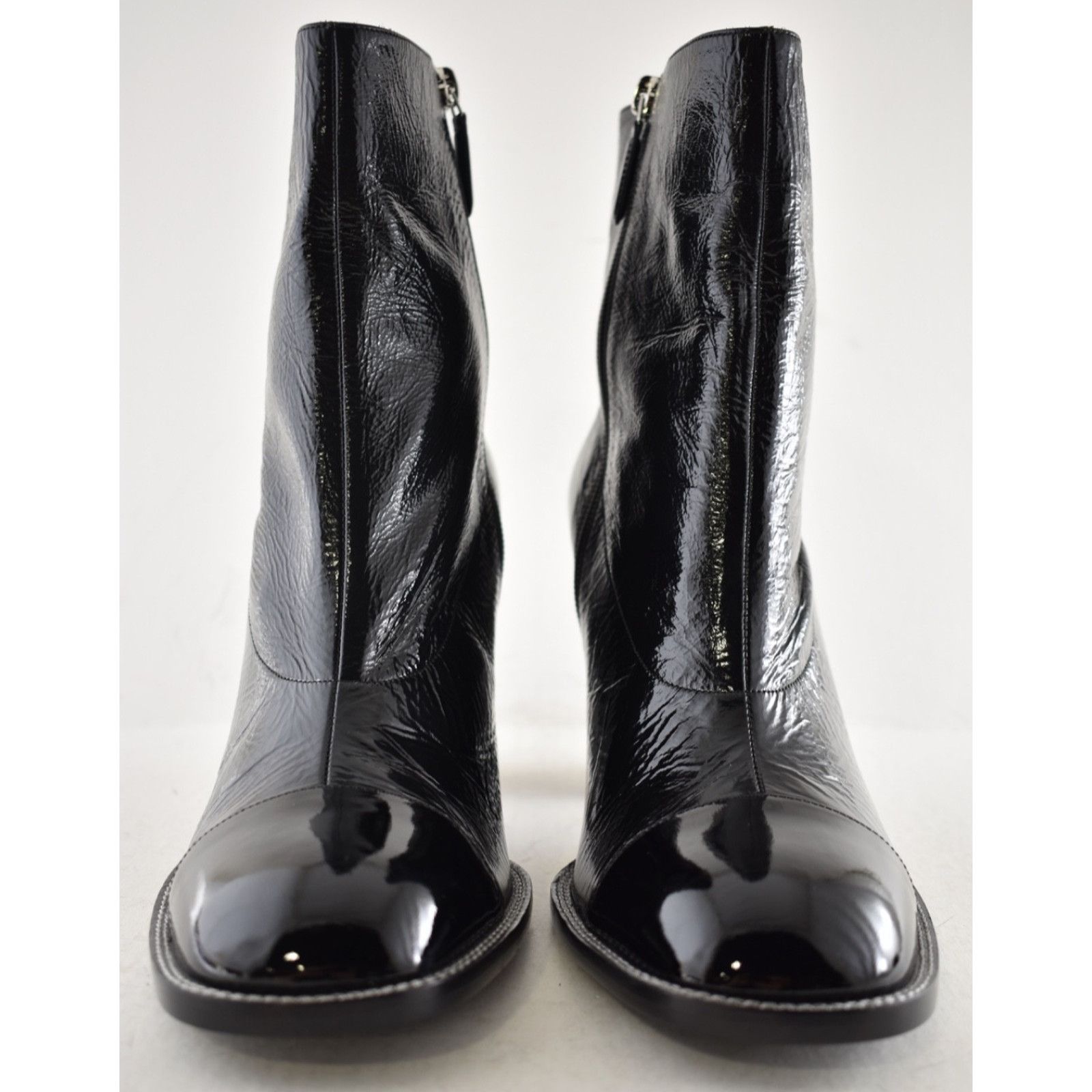Chanel Chanel 24B Black Patent CC Logo Ankle Block Heel Bootie 42 Size US 11 / IT 41 - 9 Thumbnail