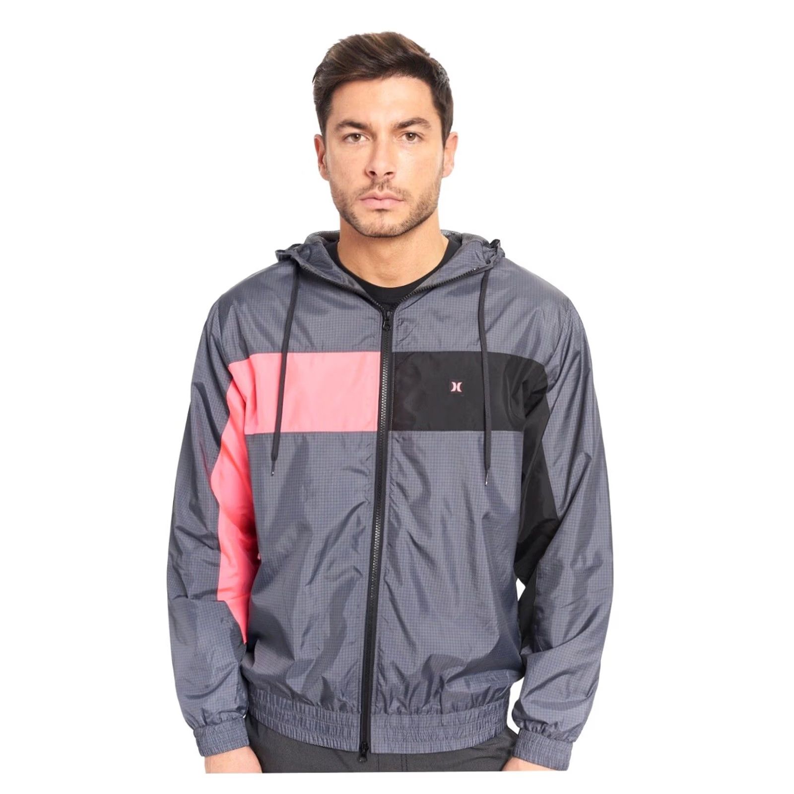 Hurley Hurley Windbreaker Jacket Mens Size L 90s Pink Gray Black Full Zip Hooded Pockets Lightweight New Regular fit Color Blocked Shirt/Coat? Size US L / EU 52-54 / 3 - 2 Thumbnail