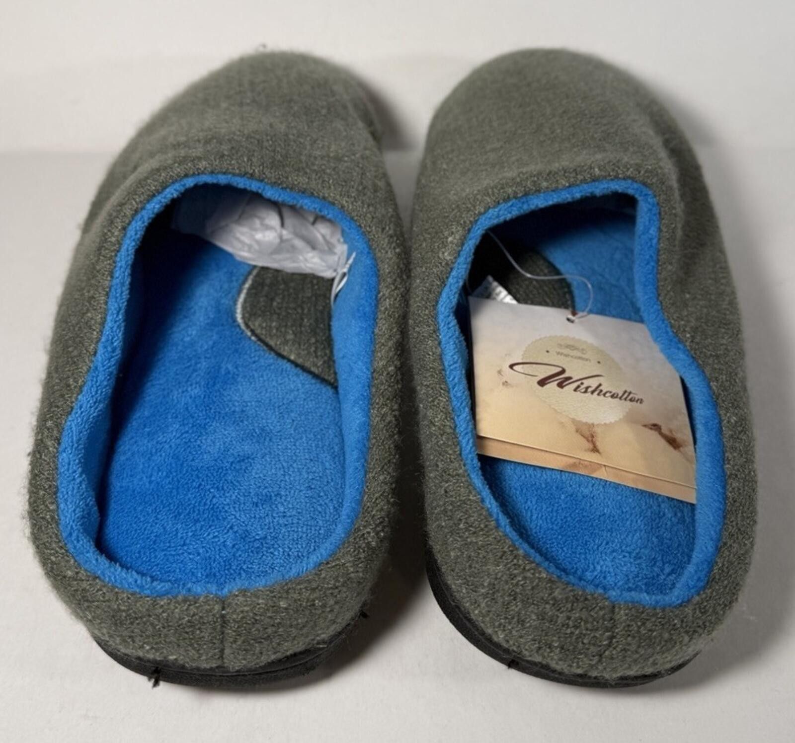 Other WISHCOTTON Memory Foam Slippers Rubber Outsole Blue/Gray Size US 7.5 / IT 37.5 - 4 Thumbnail