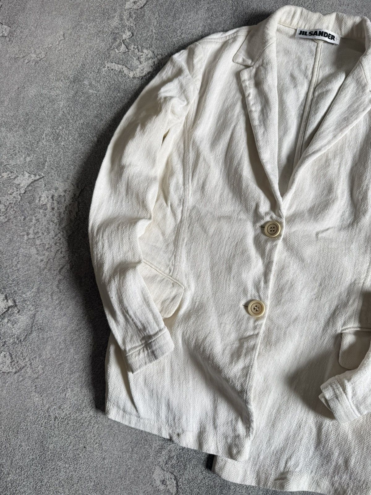 Designer Jil Sander 36 linen button up vintage blazer jacket retro Size S / US 4 / IT 40 - 3 Thumbnail