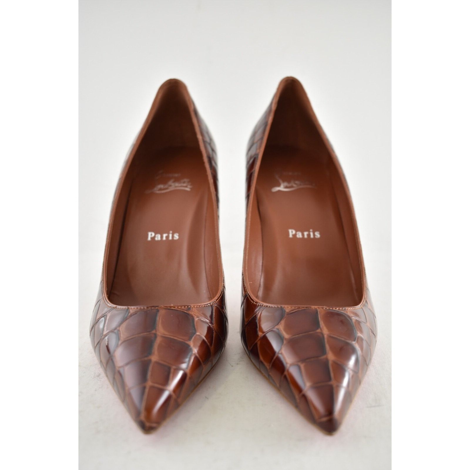 Christian Louboutin Christian Louboutin Kate 85 Brown Acajou Calf Ali Croc Size US 8 / IT 38 - 10 Thumbnail