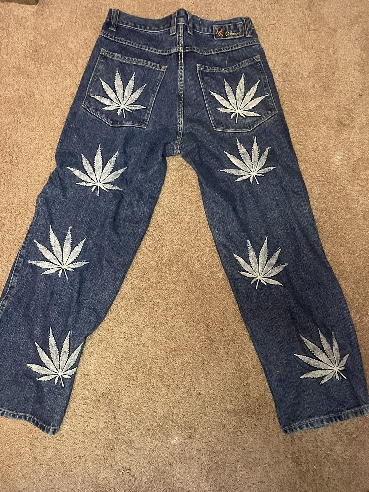 Vintage Victorious Weed Print Baggy Jeans Size US 32 / EU 48 - 2 Thumbnail