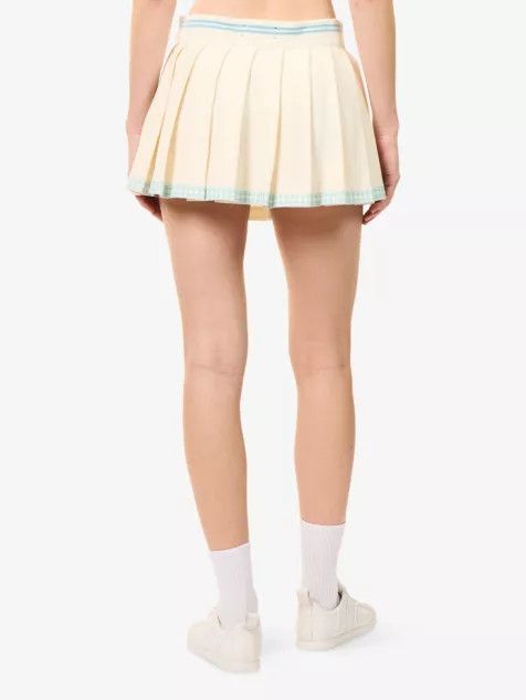 Amiri o1s1wg110426 Quad Pleated Mini Skirt in Ivory Size 27" / US 4 / IT 40 - 4 Thumbnail