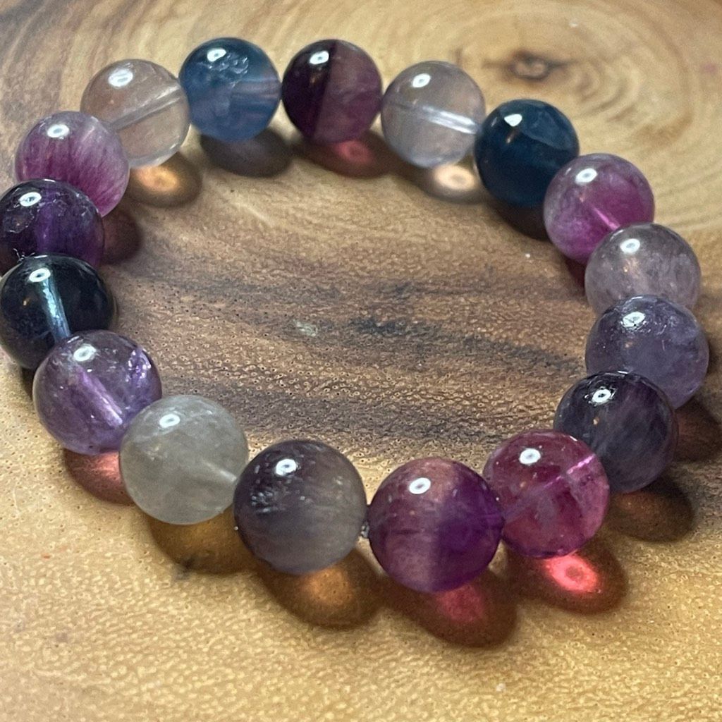 Other Fluorite bracelet striped layers rainbow colors stretch 13mm Size ONE SIZE - 5 Thumbnail