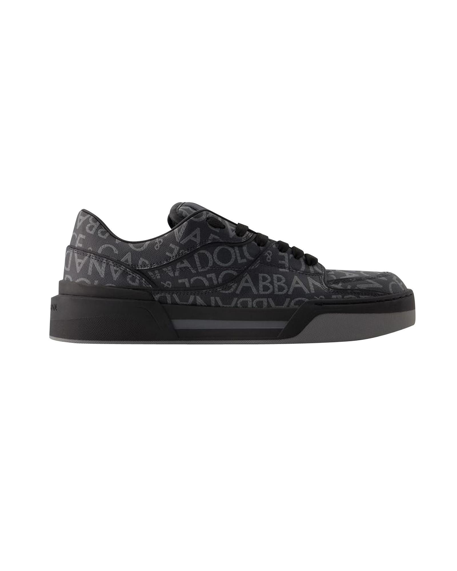 image of Dolce Gabbana Black Leather Sneakers, Men's (Size 9)