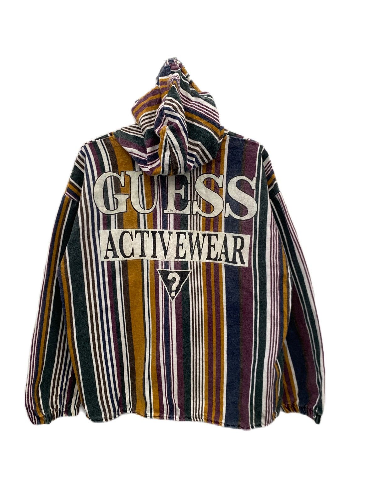 Georges Marciano × Guess × Vintage VINTAGE GUESS ACTIVE USA STRIPE BUTTON UP HOODIES Size US L / EU 52-54 / 3 - 2 Thumbnail