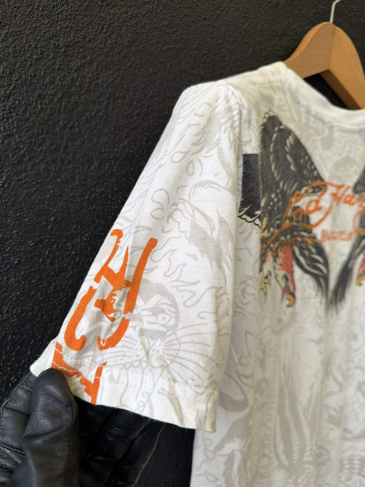 Ed Hardy × Glo Gang × Unknown London Rare Vintage AOP Y2K Ed Hardy "Death Before Dishonor" Eagle Size US XS / EU 42 / 0 - 7 Thumbnail