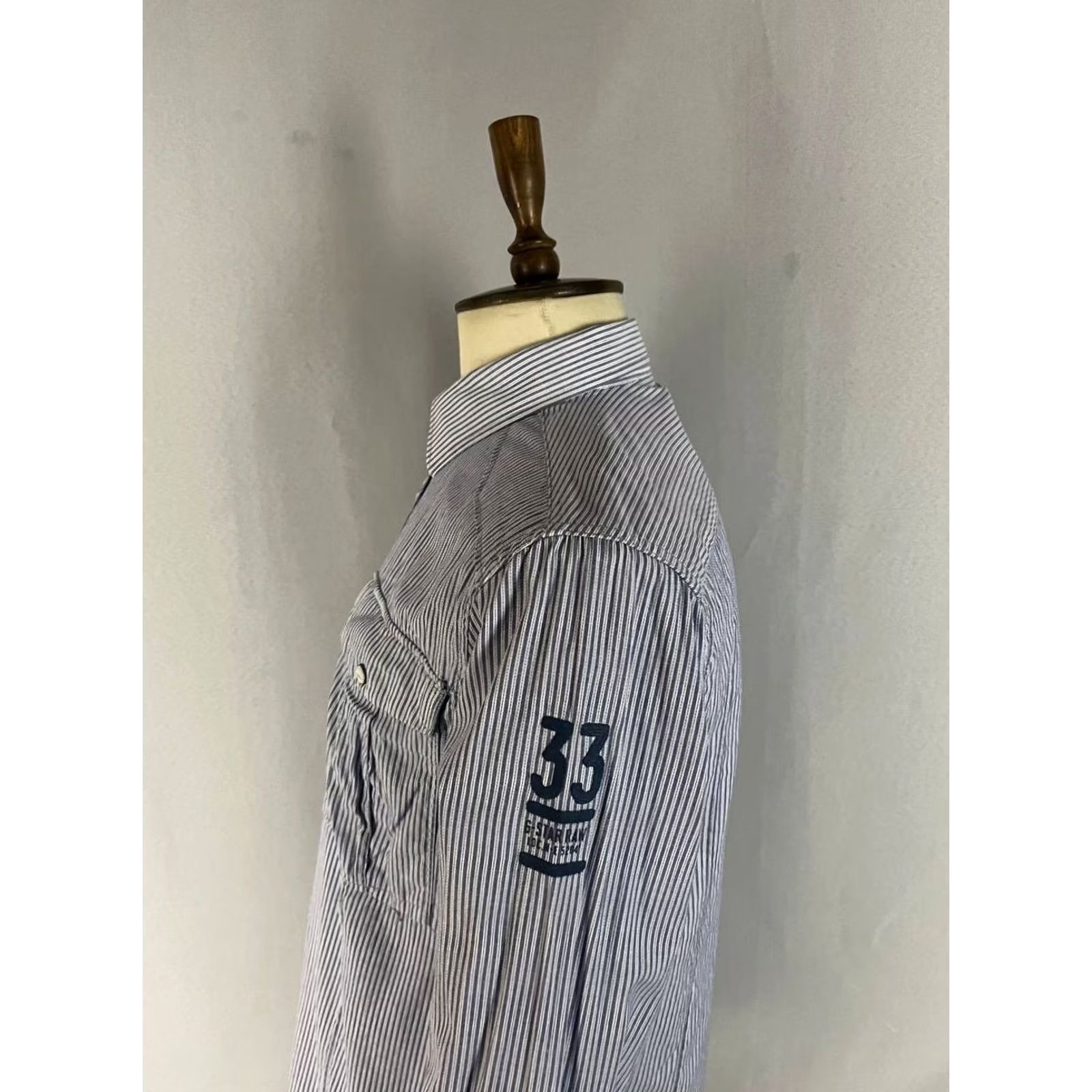 G-Star VINTAGE G-Star Shirt Mens L Blue White Raw Casual Size Striped Long Sleeve Size US L / EU 52-54 / 3 - 7 Thumbnail
