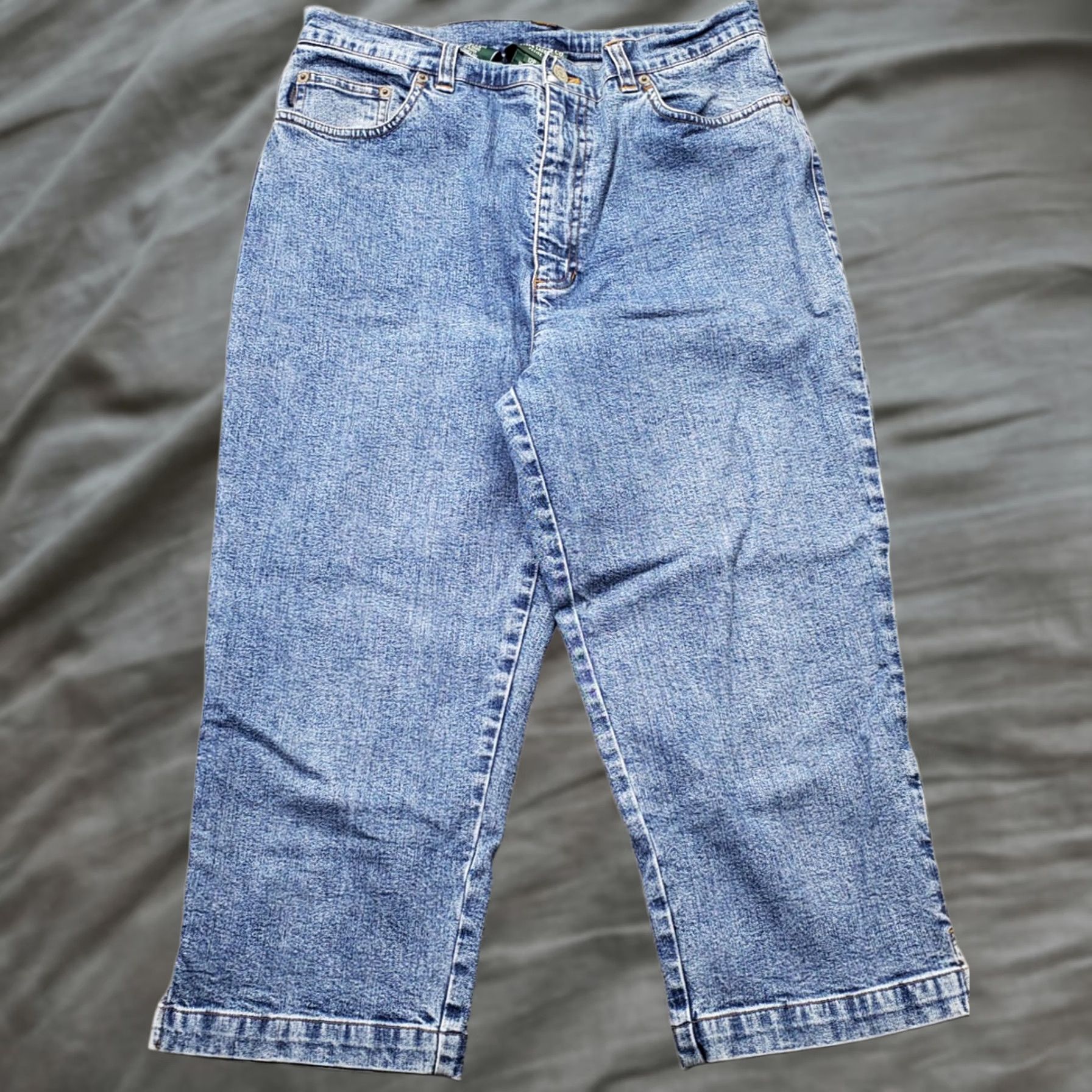 Denime Lauren Jeans Co. Cropped Jeans Womens 12P Blue Denim Straight Fit Ankle Slit Jeans Womens 12P Blue Denim Straight Crop Slit Size 34" / US 12 / IT 48 - 1 Thumbnail