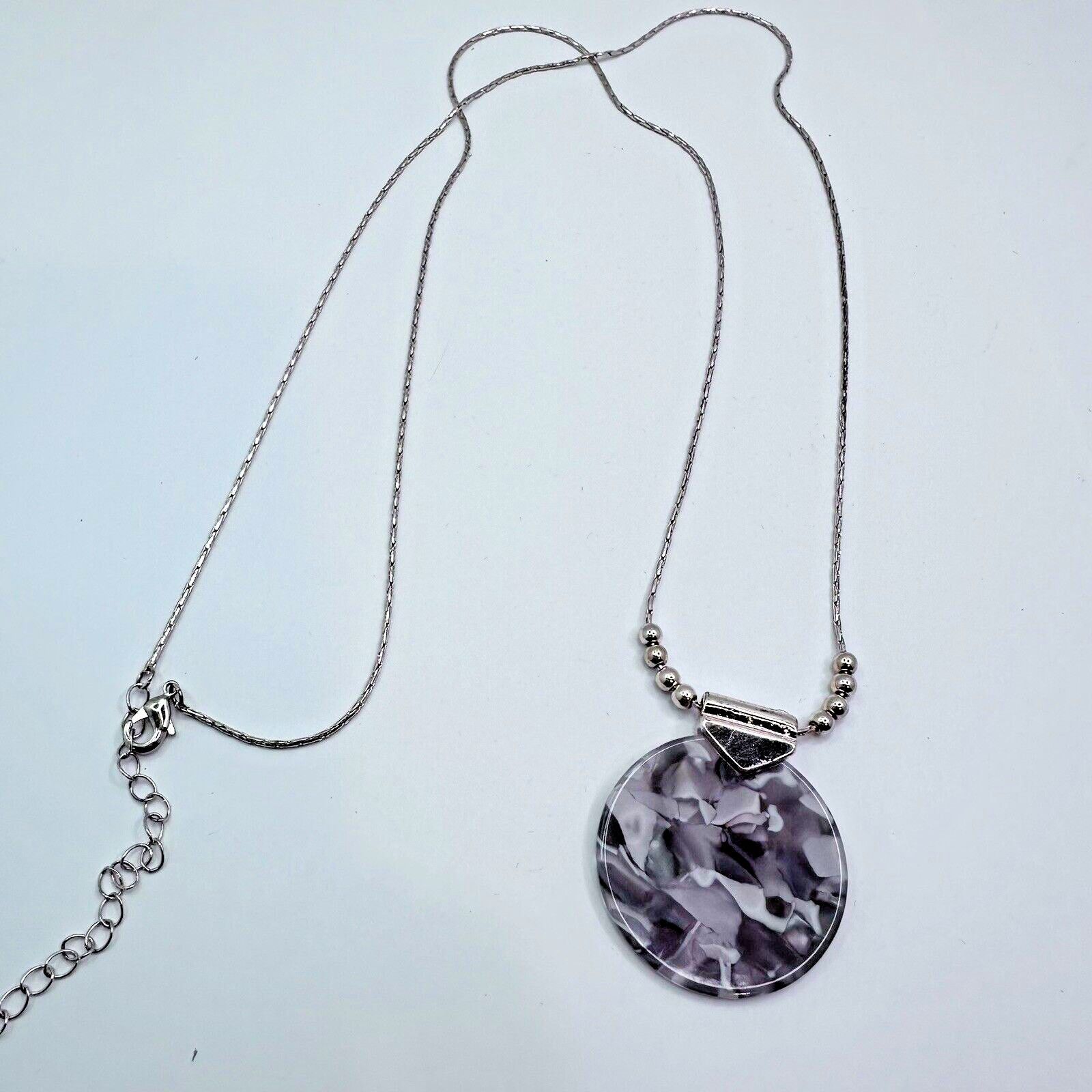 Other Pink Gray Opaque Round Pendant Necklace 32" Rose Gold Tone Size ONE SIZE - 5 Thumbnail