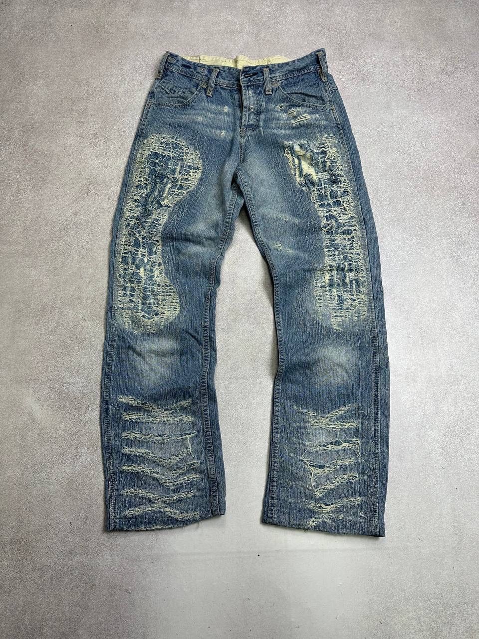 Hysteric Glamour CRAZY Japanese Distressed Clockhouse Vintage Y2K Baggy Jeans Size US 30 / EU 46 - 2 Thumbnail