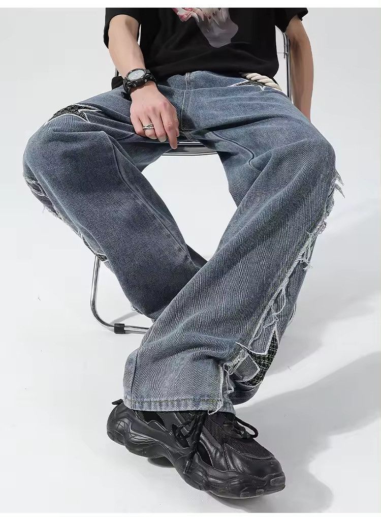 Japanese Brand × Jean Star Patch Distressed Jean Size US 32 / EU 48 - 4 Thumbnail