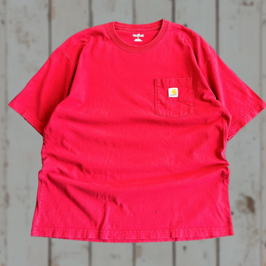 Carhartt VINTAGE Carhartt Mens T Shirt Pocket Red L Relaxed Boxy Fit Cotton Distressed Size US L / EU 52-54 / 3 - 1 Thumbnail
