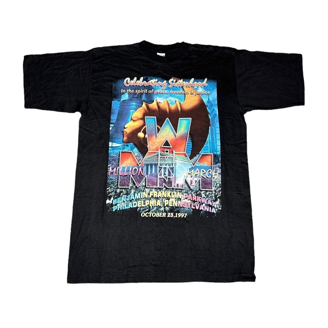 image of Rap Tees Vintage 90's Million Woman March Sisterhood Shirt in Black, Men's (Size XL)