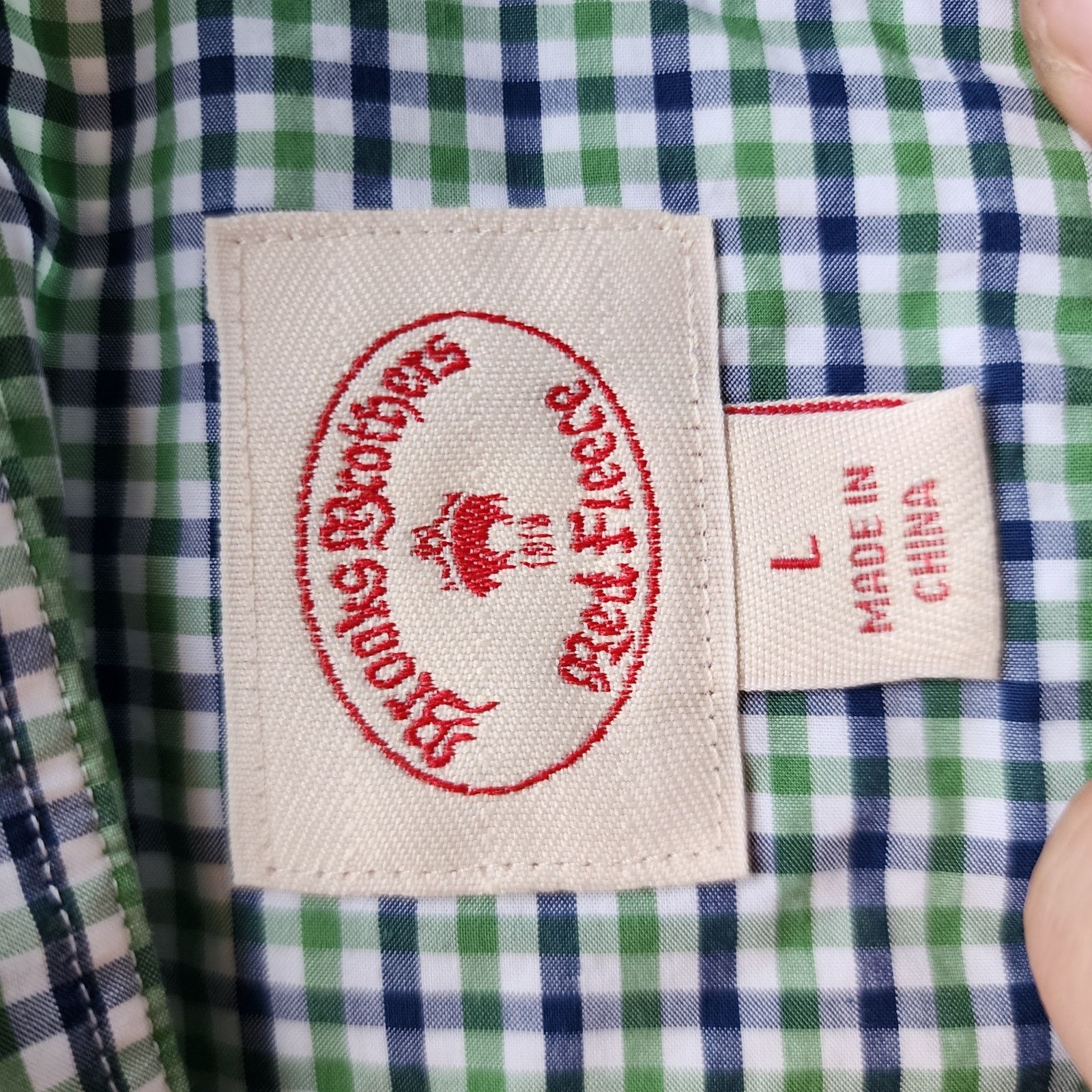 Brooks Brothers Brooks Brothers L Men's Gingham Plaid LS Shirt Green Size US L / EU 52-54 / 3 - 5 Thumbnail