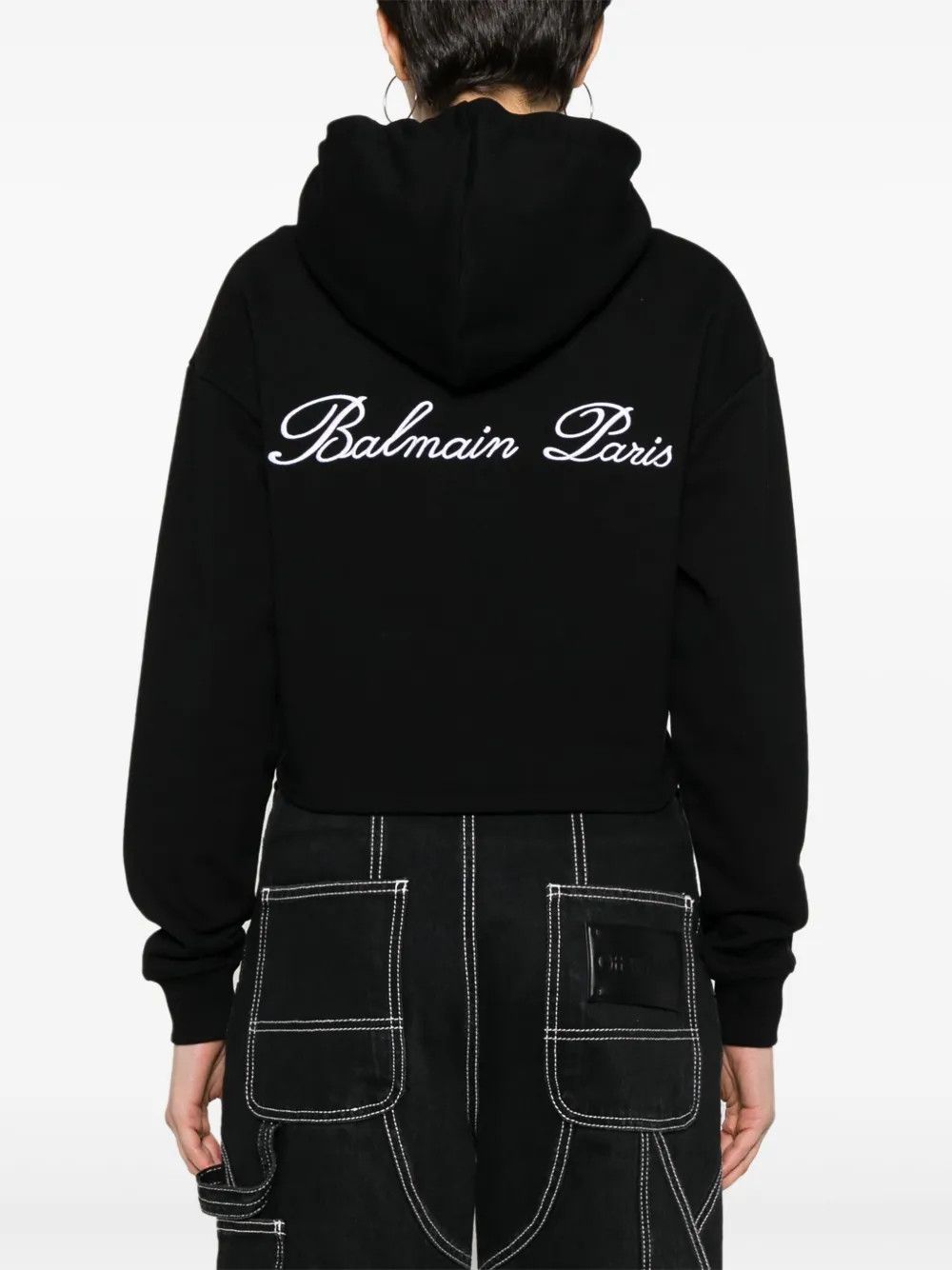 Balmain o1y0625 Logo Hoodie in Black Size S / US 4 / IT 40 - 4 Thumbnail