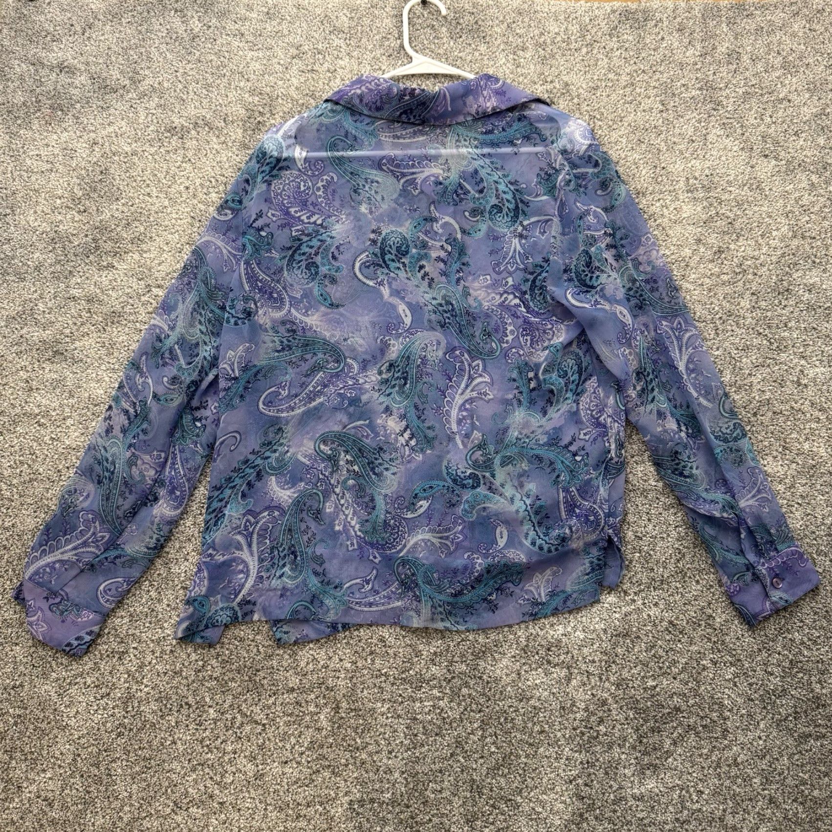 Vintage VINTAGE Notations Blouse Shirt M Purple Paisley Boho Sheer Button Up Layering Women Size M / US 6-8 / IT 42-44 - 7 Thumbnail
