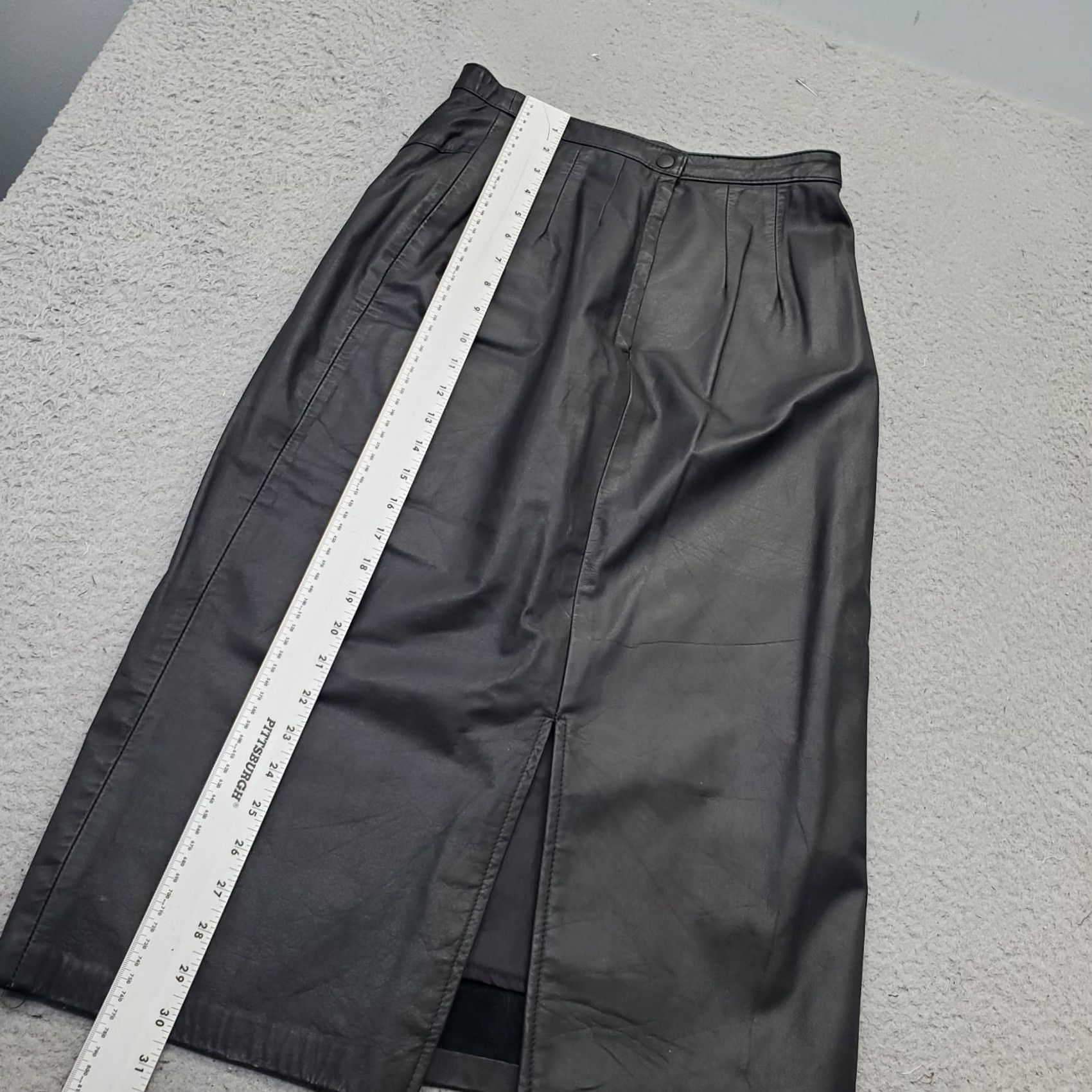 Vintage VINTAGE Northside Skirt Womens 13 Black Leather A-Line Short Pleated Wool? Size 34" / US 12 / IT 48 - 3 Thumbnail