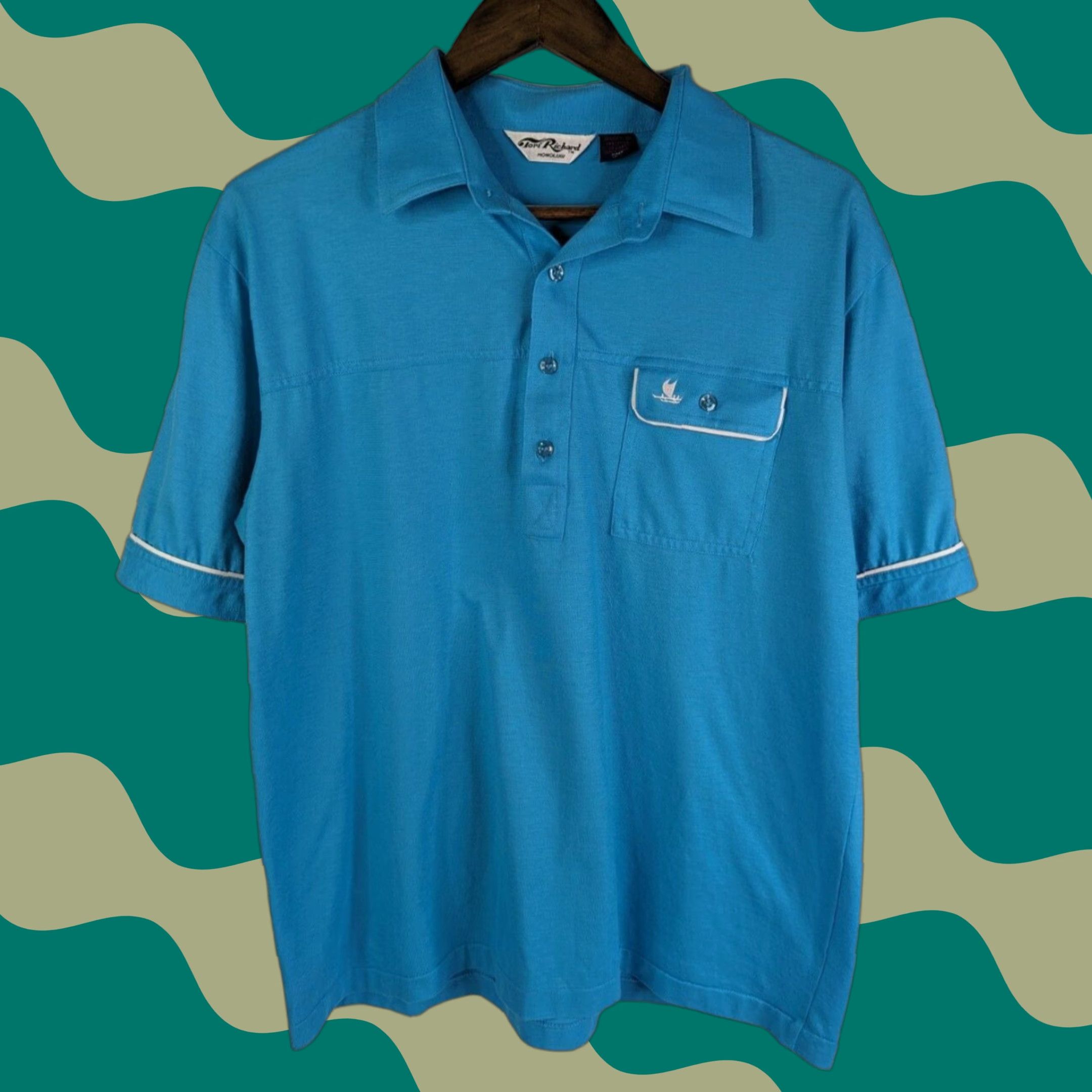 Tori Richard VINTAGE Tori Richard Polo Shirt Mens Large Light Blue Honolulu Hawaii Pocket Logo Preppy Size US L / EU 52-54 / 3 - 1 Thumbnail