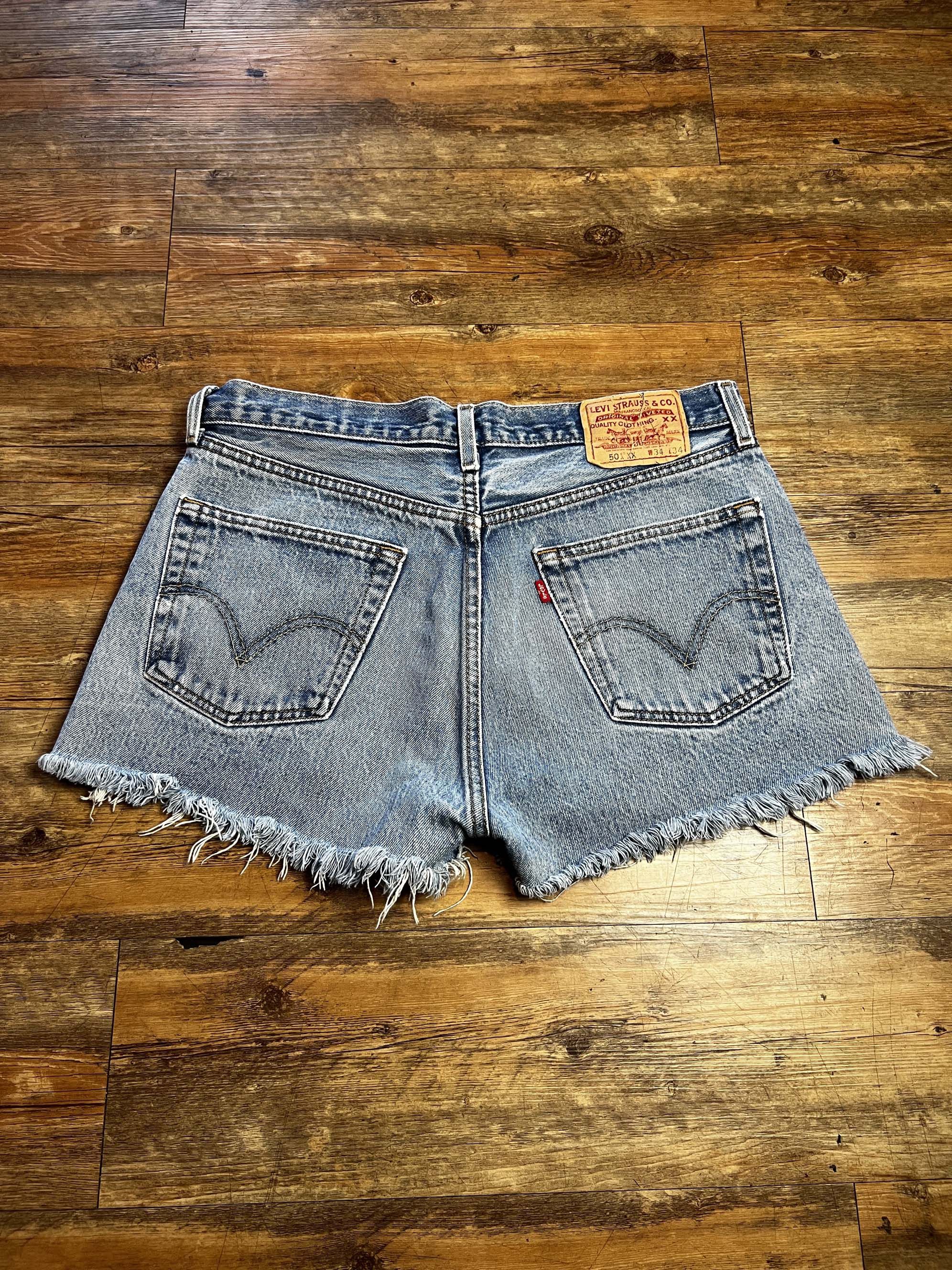 Levi's Vintage Clothing Vintage 1990's Levi's 501 Cut Off Blue Jean Short Shorts Size 33" - 9 Thumbnail