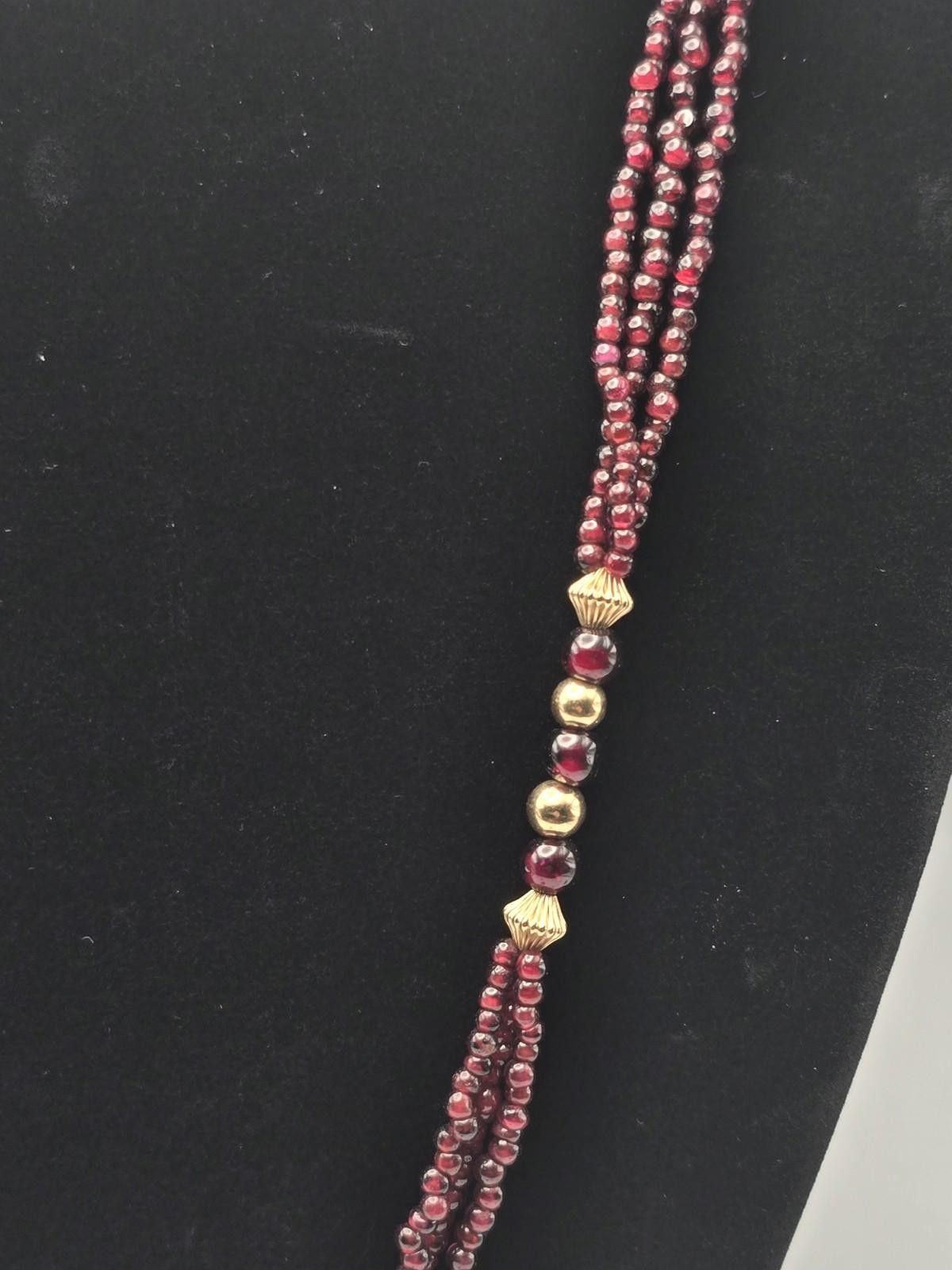 The Unbranded Brand 30" 14k Gold Bead Garnet Necklace 50g Vintage Multi Strand Size ONE SIZE - 2 Thumbnail