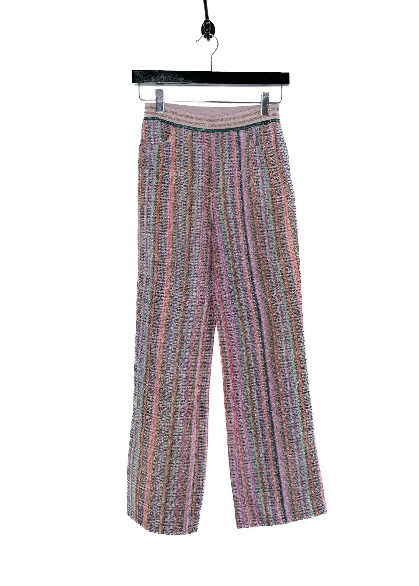 Missoni Missoni Multicolour Pink Metallic Striped Wide Leg Pants Size 27" / US 4 / IT 40 - 1 Thumbnail