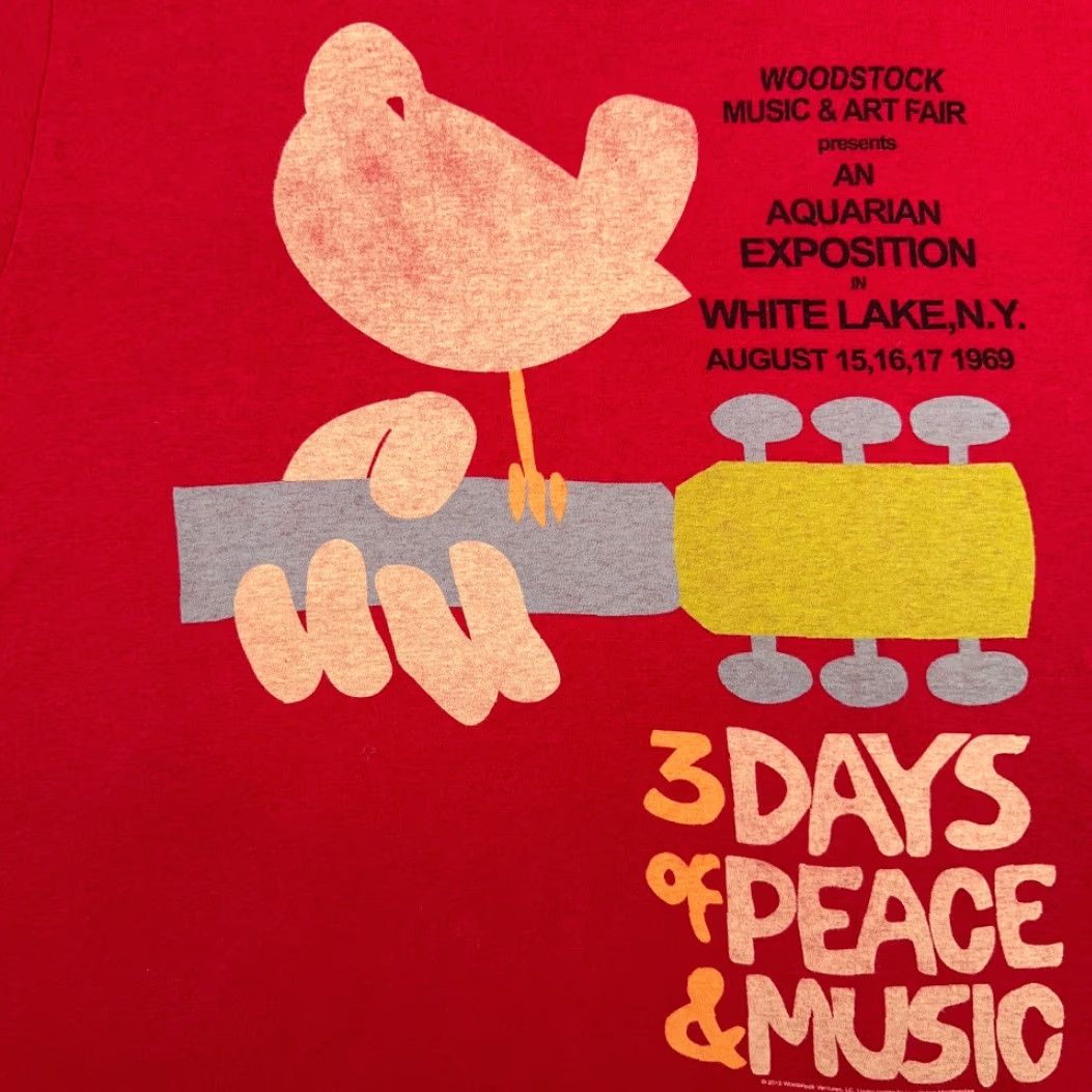 Tultex VINTAGE Woodstock Shirt Adult MEDIUM Red 60s Band Music Festival Art Fair Hippie Reprint Size US M / EU 48-50 / 2 - 2 Thumbnail