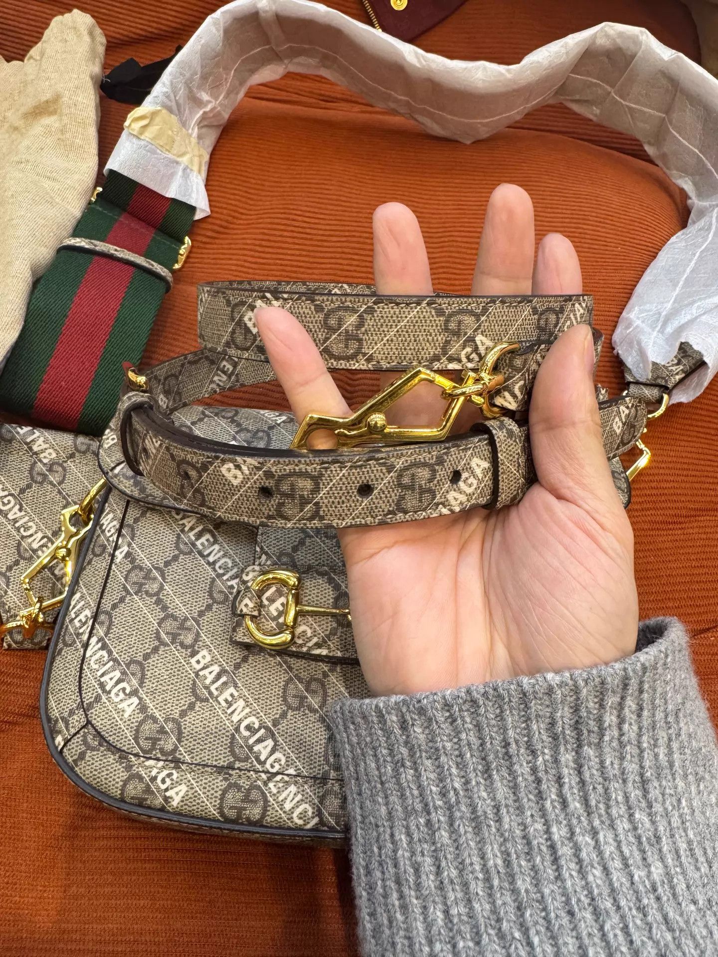 Gucci Gucci x Balenciaga Horsebit GG canvas mini crossbody ebony Size ONE SIZE - 3 Thumbnail