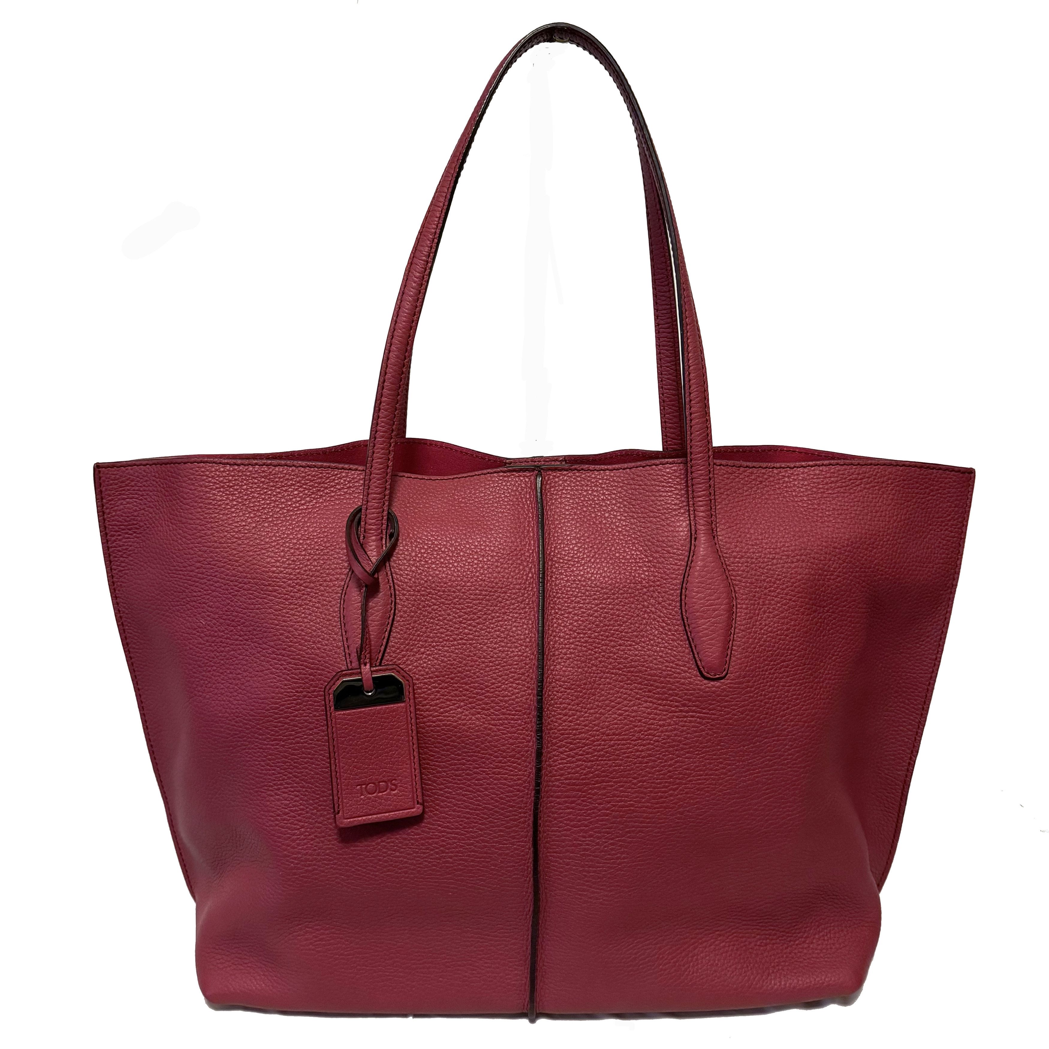 image of Tods Tod's Joy Cranberry Leather Tote, Women's