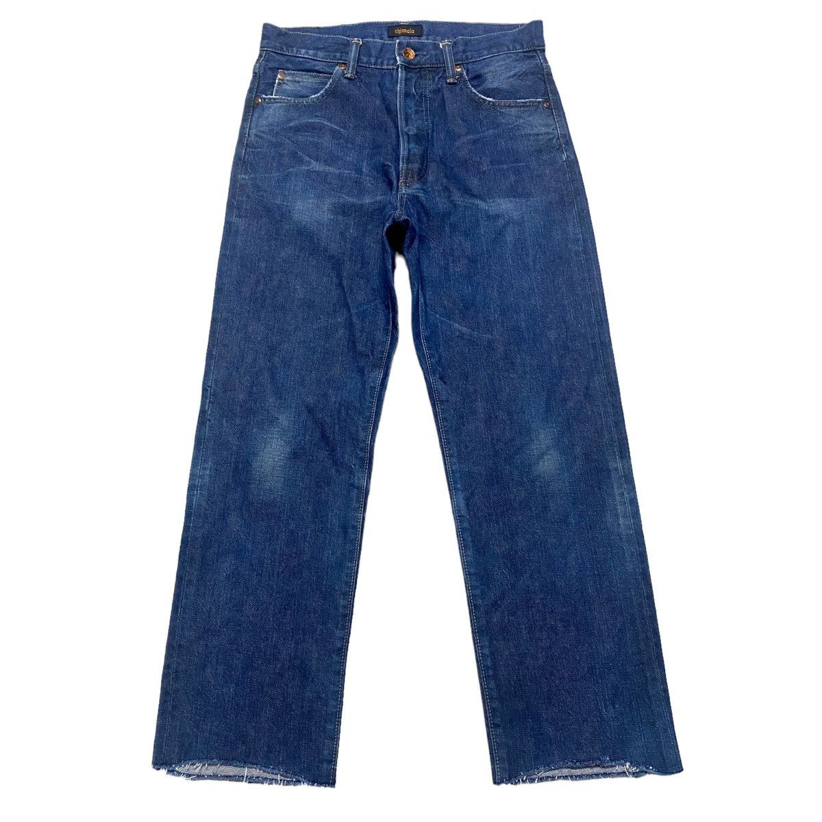 image of Chimala Denim Selvedge Cropped Jeans in Blue, Men's (Size 29)