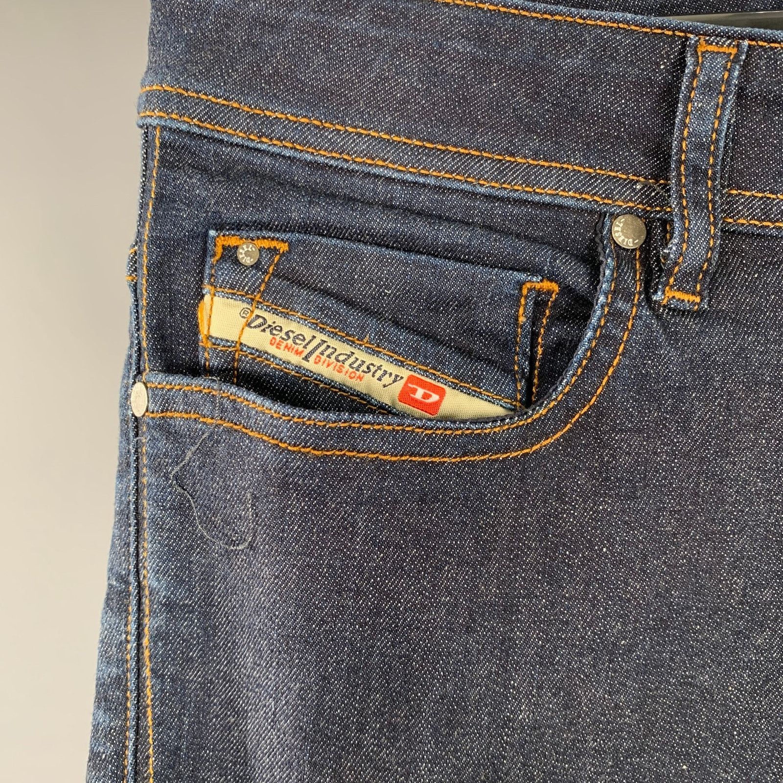 Diesel 30 Troxer Blue Contrast Stitch Cotton Blend Skinny Jeans Size US 30 / EU 46 - 2 Thumbnail