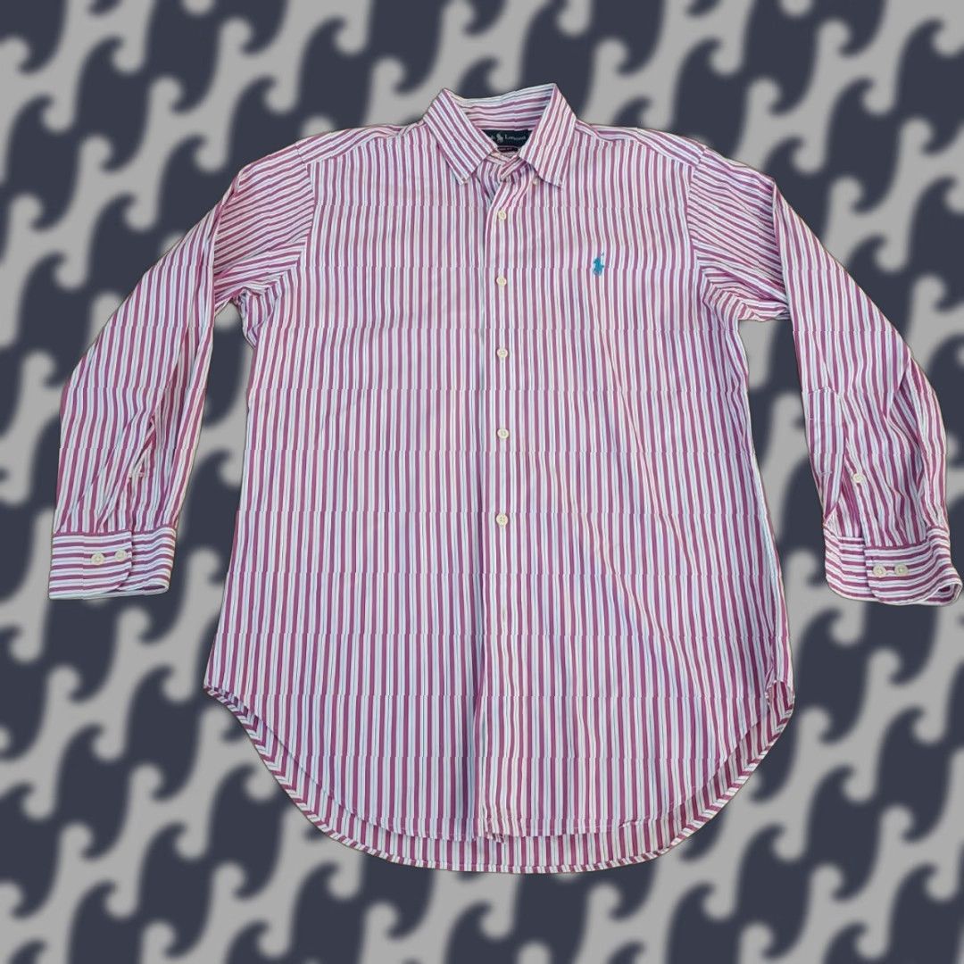 Polo Ralph Lauren VINTAGE Polo Ralph Lauren Men's Shirt Pink Stripes Spread Collar 15 Regular Long Sleeve 100% Cotton Button-Up Men’s Size US M / EU 48-50 / 2 - 1 Thumbnail
