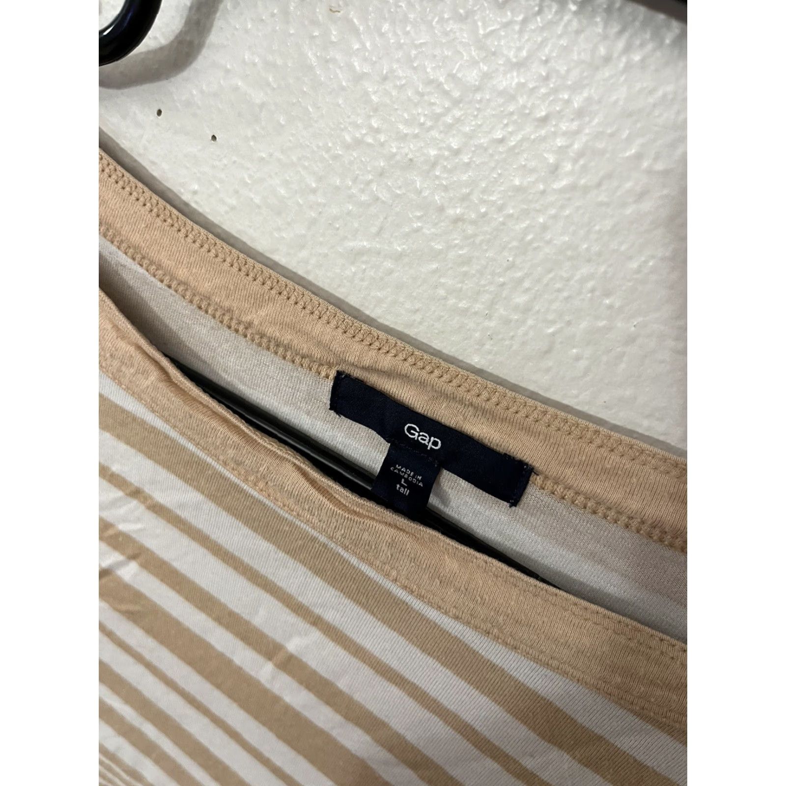 Gap Gap Women Sweater L Tall Beige Striped Crew Neck Knit 100% Cotton Classic American Casual Womens Size L / US 10 / IT 46 - 2 Thumbnail