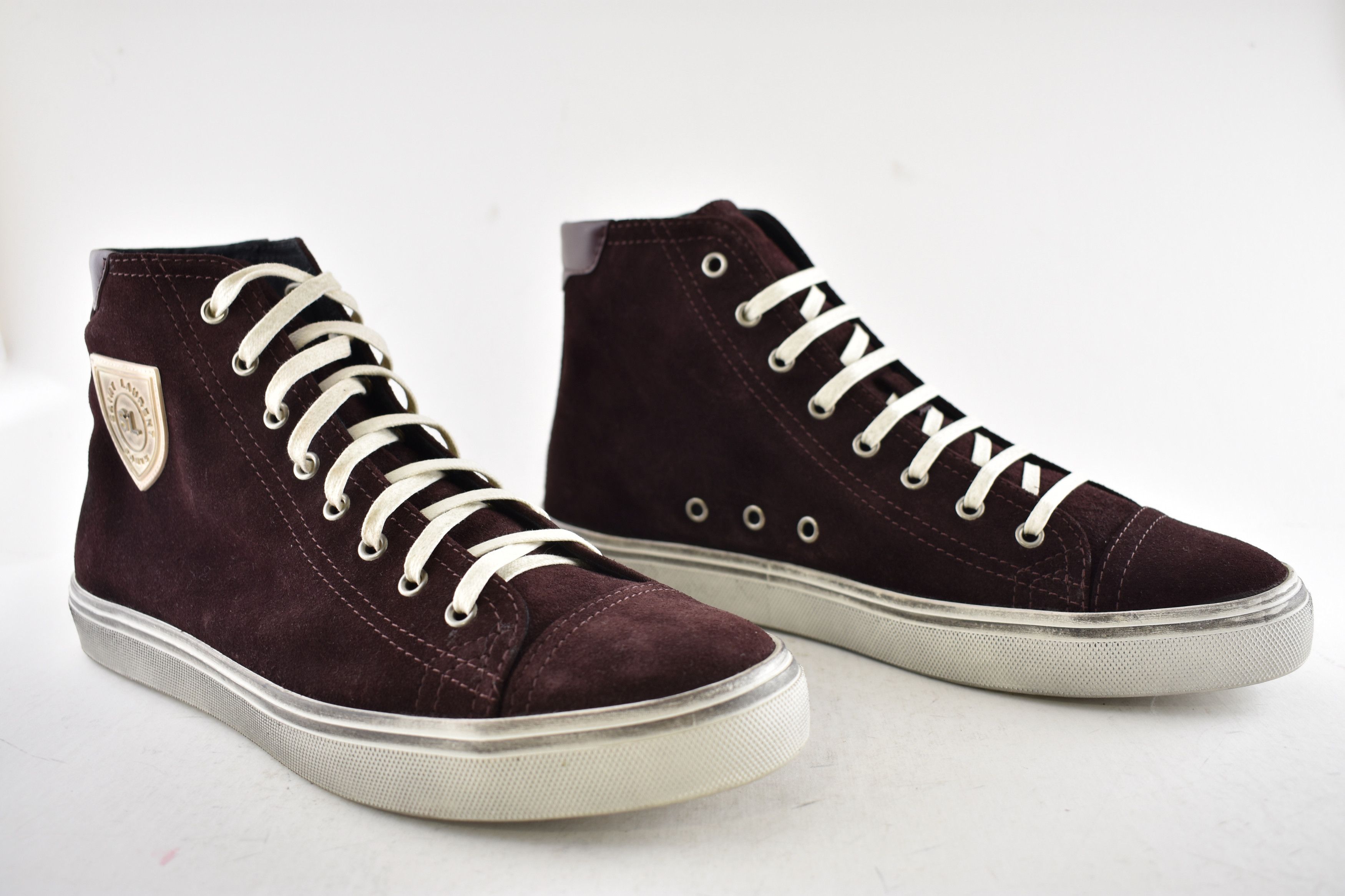 Saint Laurent Paris Bedford SW SL Patch Barolo Red Flat High Top Sneaker 44 11 Size US 11 / EU 44 - 3 Thumbnail