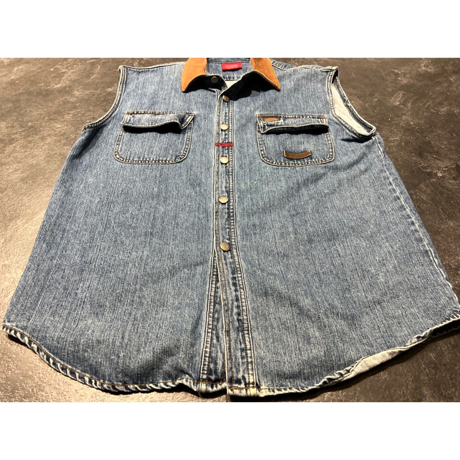 Karl Kani VINTAGE Karl Kani Denim Vest L Jeans L Blue 90s Hip Hop Baggy Pockets Casual Men Vest Mens White? Wait. Size US 33 - 2 Thumbnail