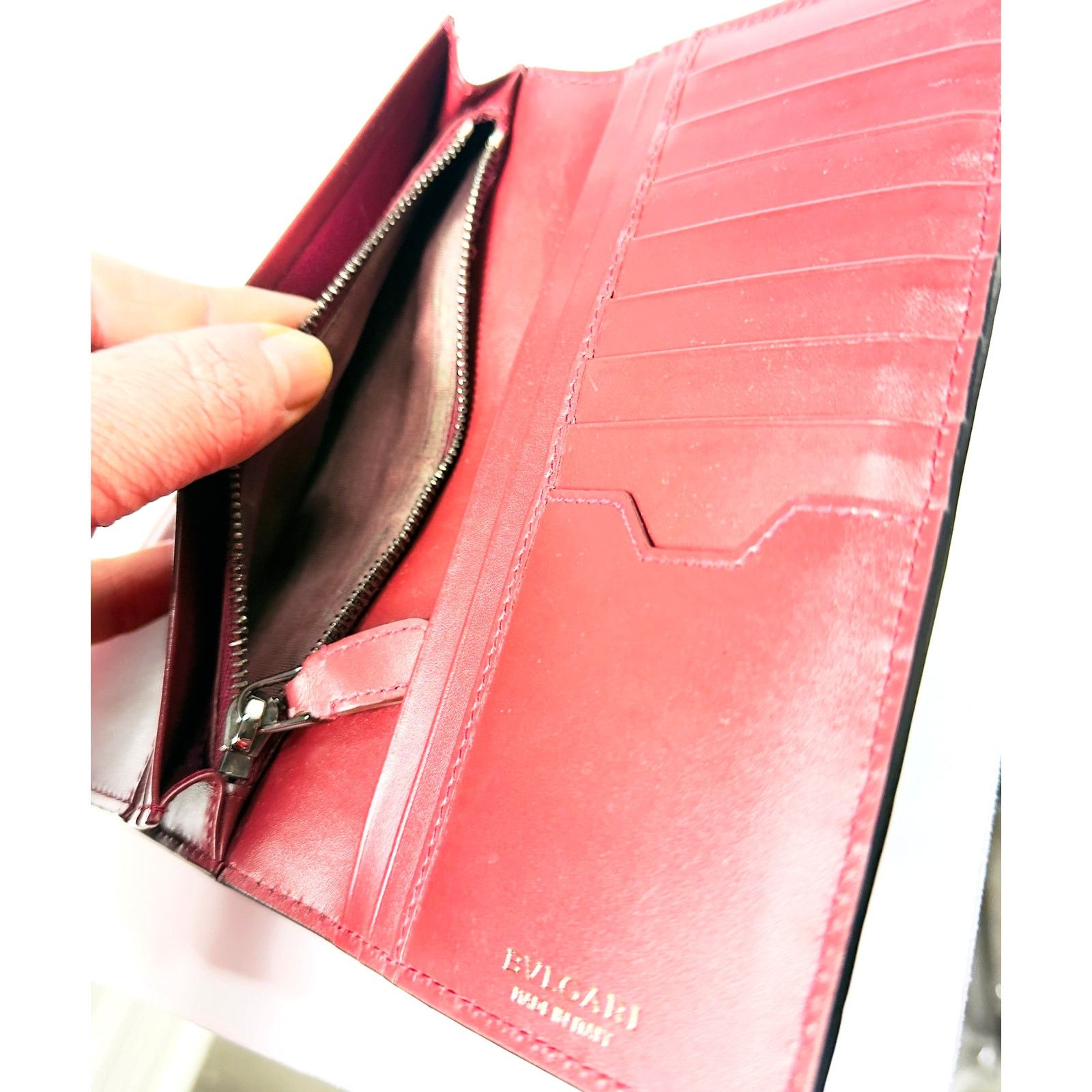 Bvlgari BVLGARI Black Pebbled Calfskin Leather Long Wallet Unisex Size ONE SIZE - 6 Thumbnail