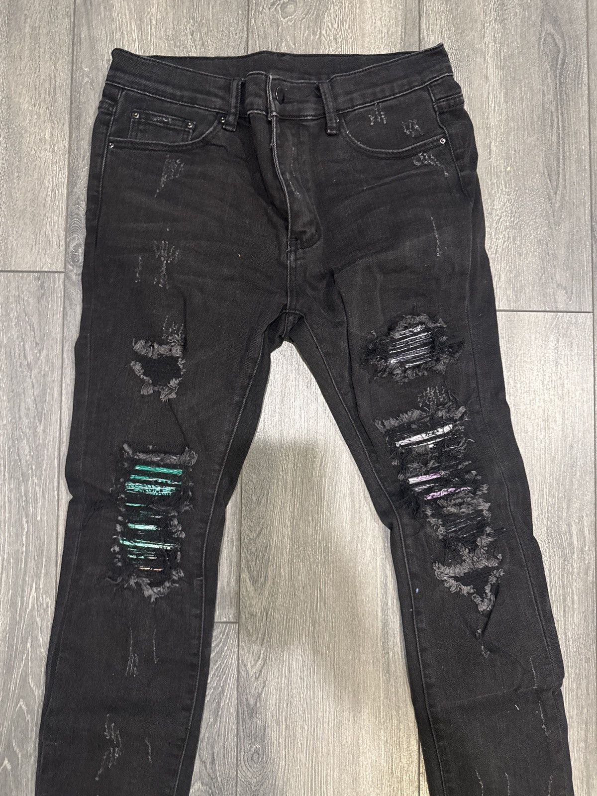 MNML Multi Colored and black distressed jeans Size US 33 - 3 Thumbnail