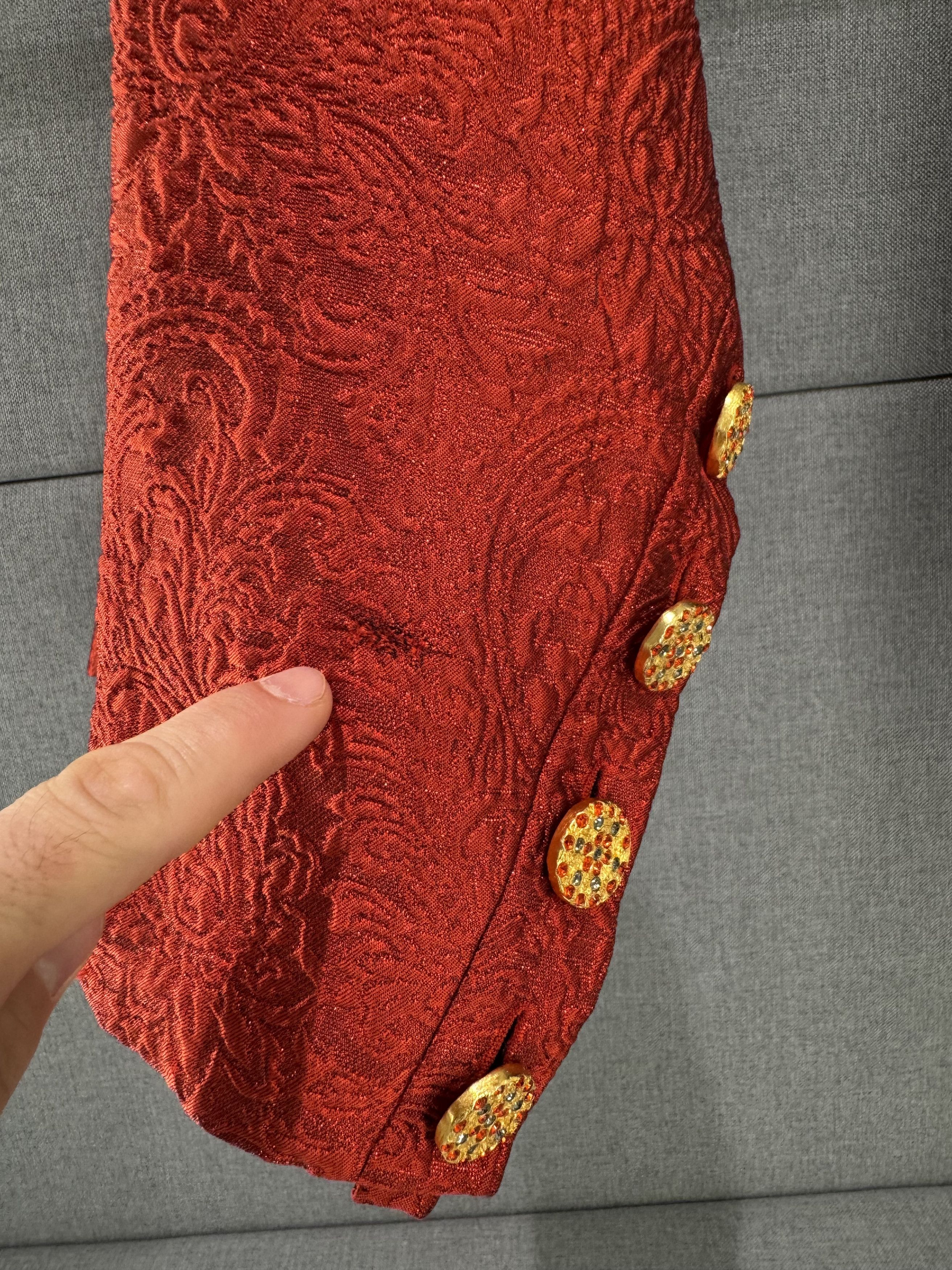 Yves Saint Laurent Yves Saint Laurent Rive Gauche Red Brocade Jacket Size XL / US 12-14 / IT 48-50 - 6 Thumbnail