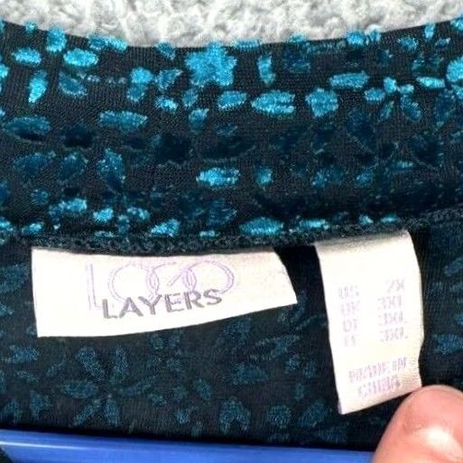 Logo 7 Logo Layers Floral Blouse Shirt Womens 2X Plus Green 3 Quarter Sleeve Top Size XXL / US 16-18 / IT 52-54 - 4 Thumbnail