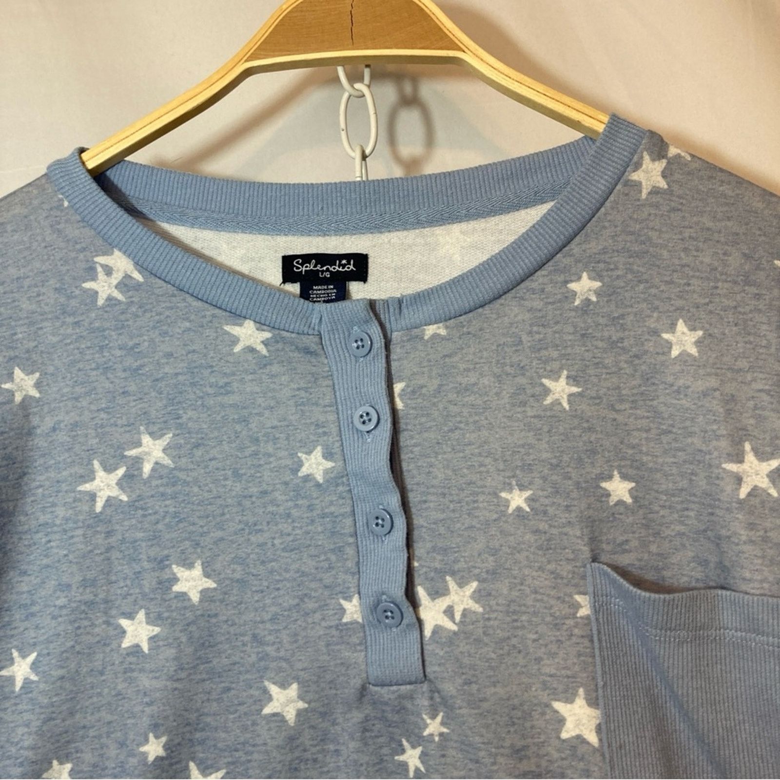 Splendid Splendid Blue White Star Long Sleeve Pajama Cozy Lounge Set Size 34" / US 12 / IT 48 - 2 Thumbnail