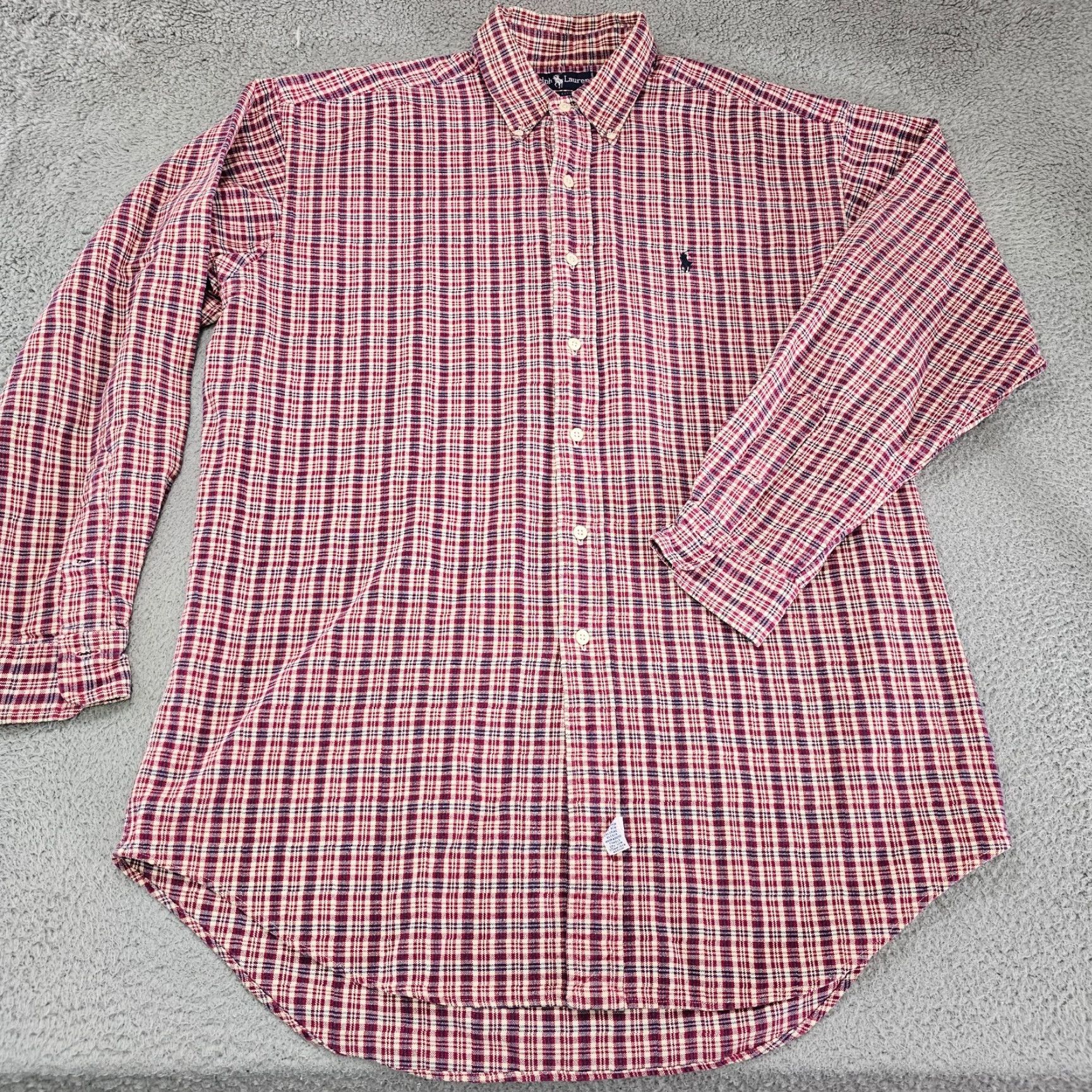 Ralph Lauren Ralph Lauren Shirt Mens Medium Red Plaid Heavy Knit Long Sleeve Button Up Pony Size US M / EU 48-50 / 2 - 2 Thumbnail
