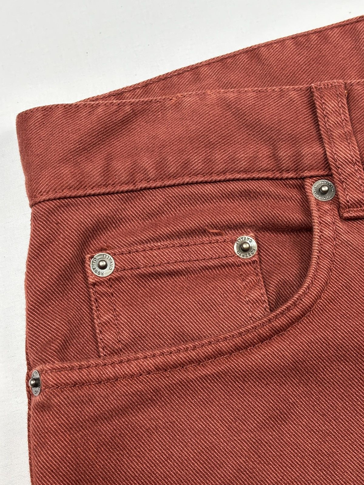 Roberto Cavalli Burgundy Snake Embroidered Slim Fit Jeans Size US 30 / EU 46 - 4 Thumbnail