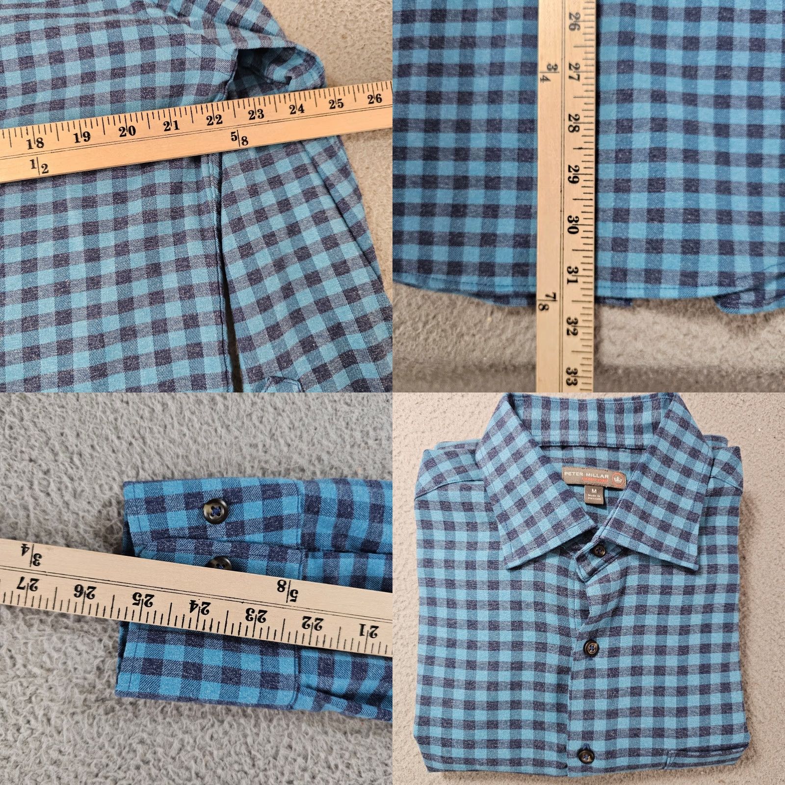 Peter Millar Peter Millar Crown Sport Shirt Mens Size Medium Blue Gingham Check Button-Up Size US M / EU 48-50 / 2 - 8 Thumbnail