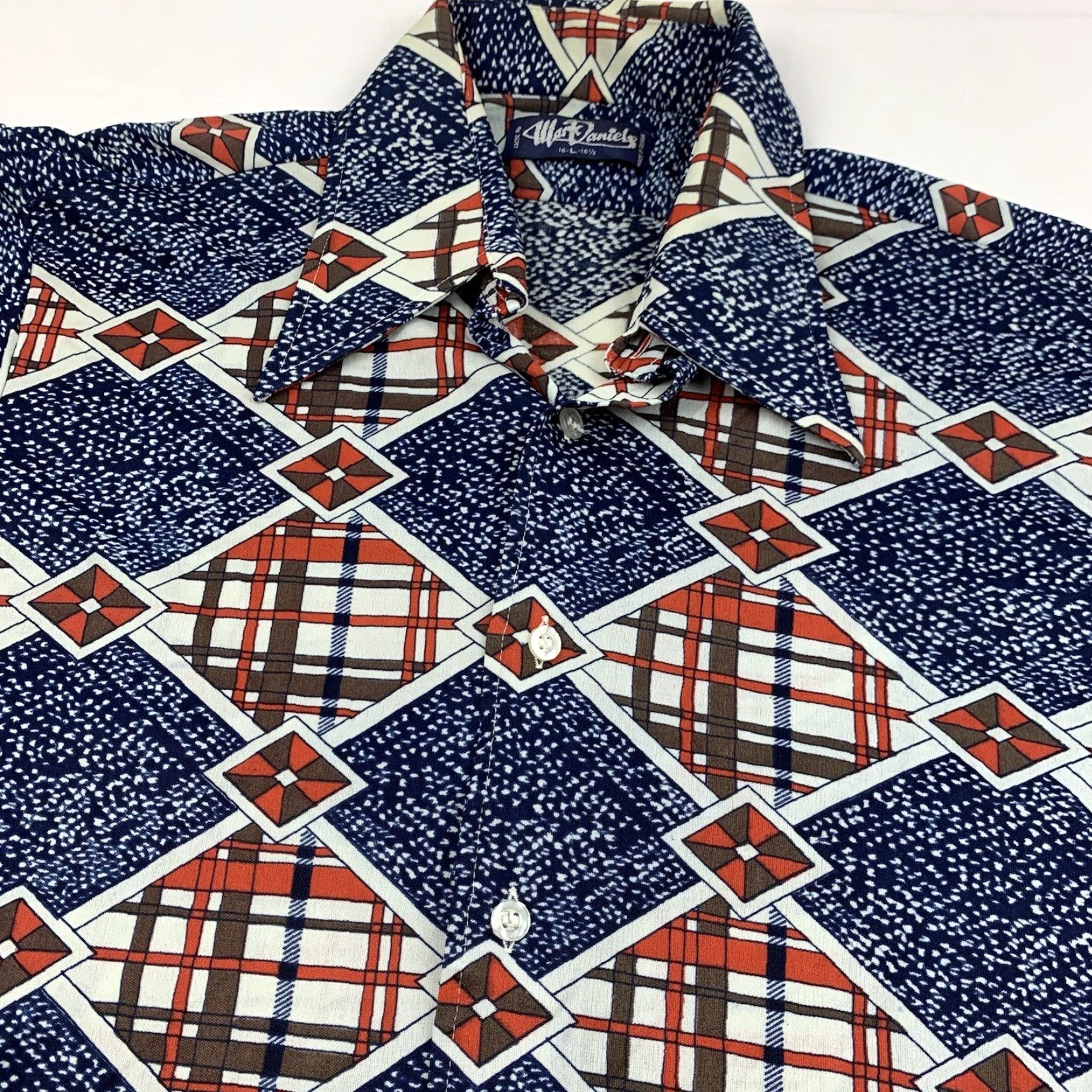 Vintage VINTAGE Mark Daniels Button-Up Shirt Adult Large Blue Geometric Pattern 80s 90s Mens Size US L / EU 52-54 / 3 - 2 Thumbnail