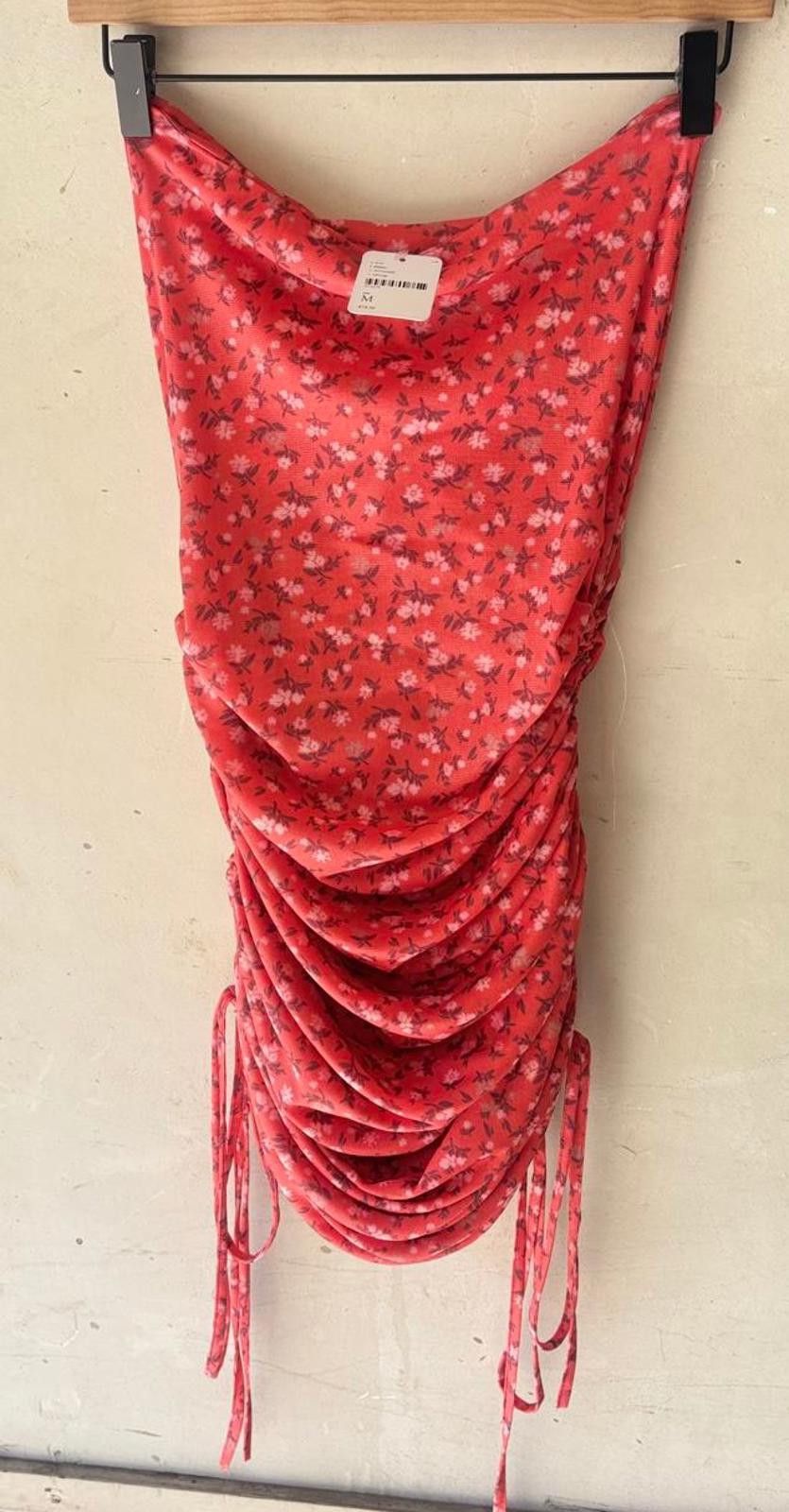 Free People Free People Red Floral Ruched Mini Dress Size M / US 6-8 / IT 42-44 - 6 Thumbnail