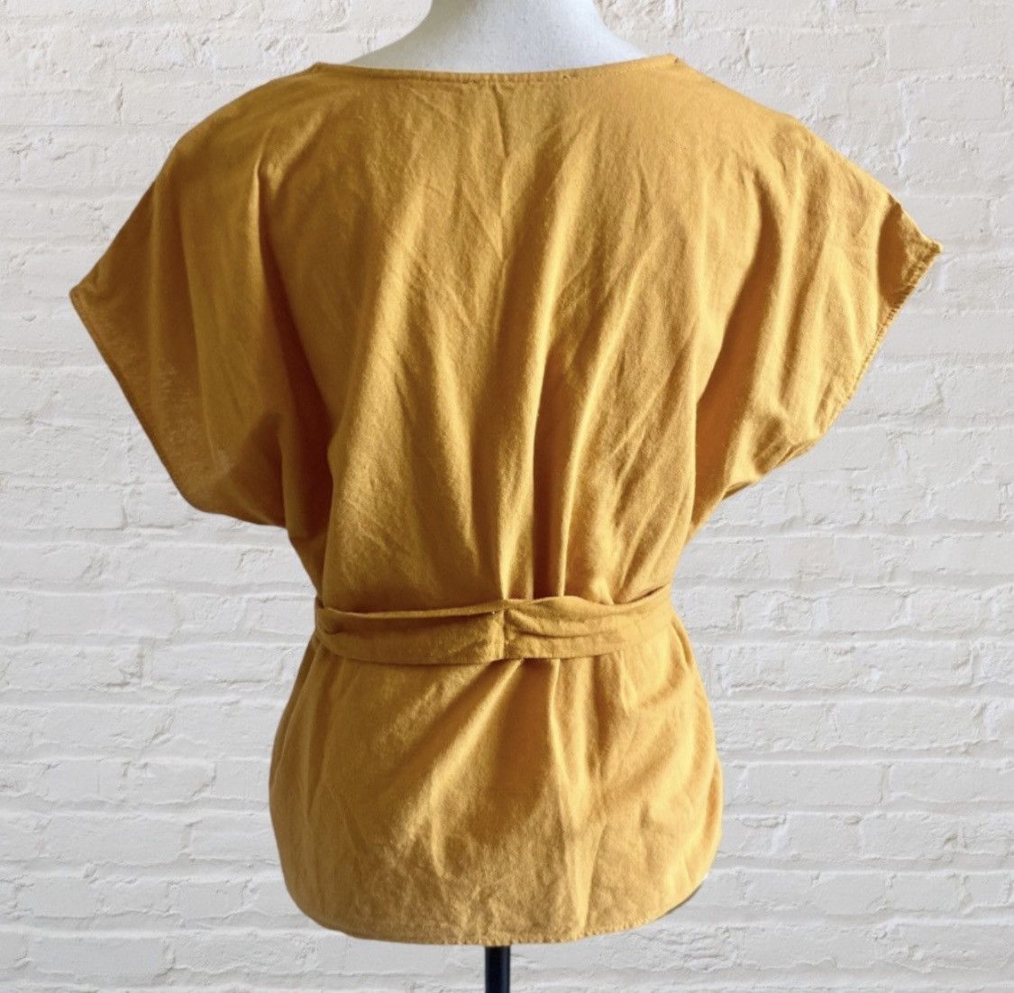 Other LIPSLIDE MUSTARD SHORT SLEEVE BUTTON UP BELTED BLOUSE TOP Size L / US 10 / IT 46 - 9 Thumbnail