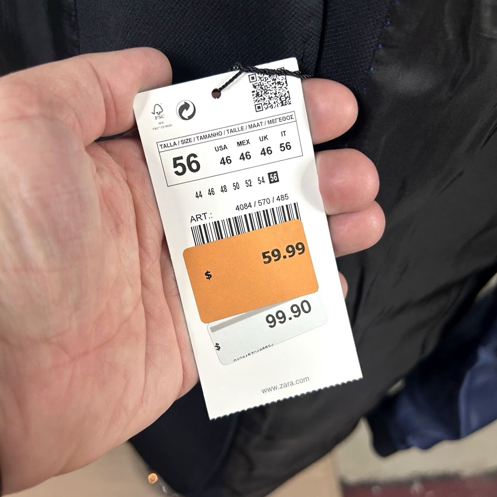 Zara NWT Zara Man Basic 46R Sport Coat Dark Navy Blue Two Button Vented Poly Blend Sport Coat Mens 2 Button Notch Lapel Regular Fit Navy Blue Size US XS / EU 42 / 0 - 5 Thumbnail